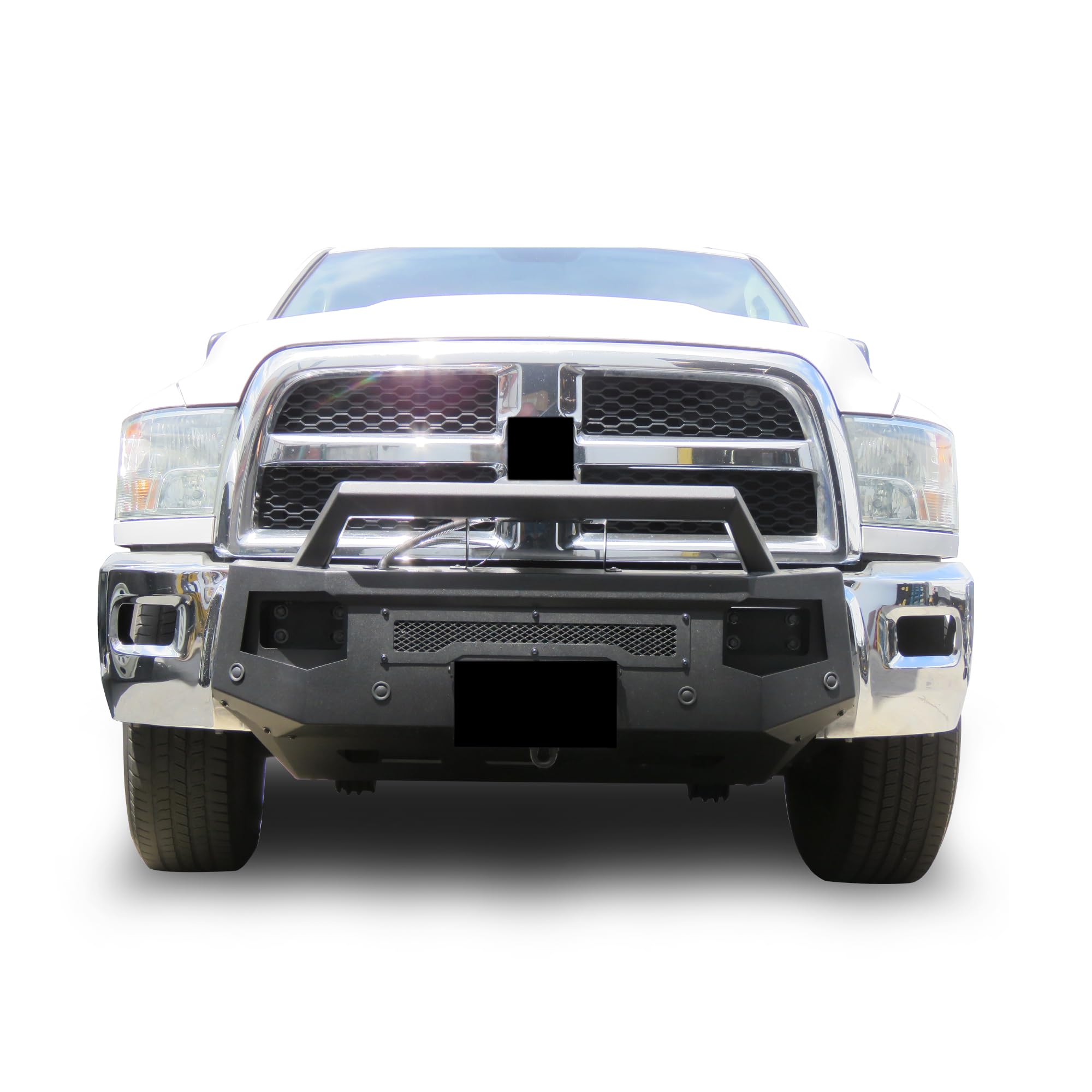 Heavy Duty Black Horse Armour III Front Winch Bumper Textured Black Compatible with 2013-2018 Ram 2500|2013-2018 Ram 3500-AR3HD31NL