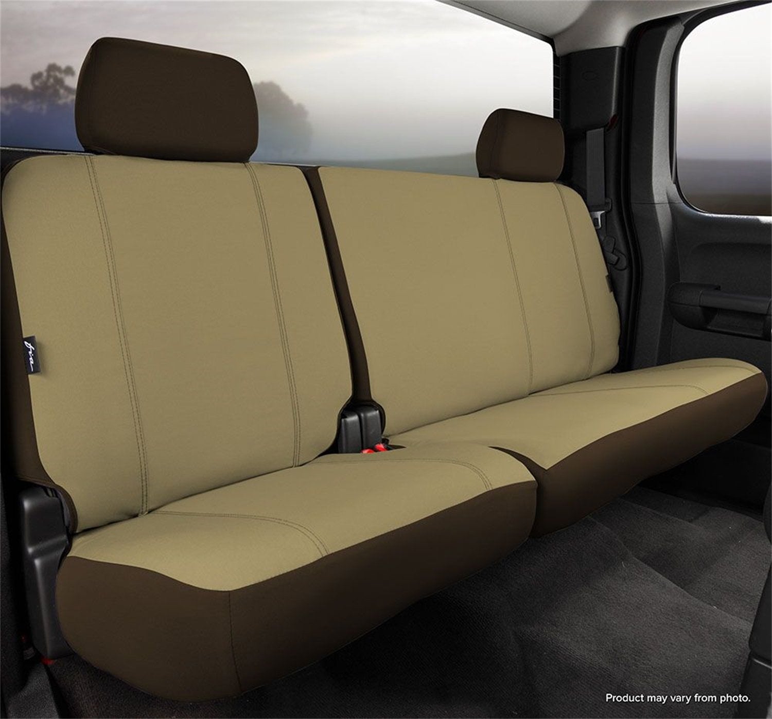 Fia Seat Protector SP82-94TAUPE Custom Seat Cover; Poly-Cotton; Taupe; Rear; Split Seat 60/40; Adj. Headrests;