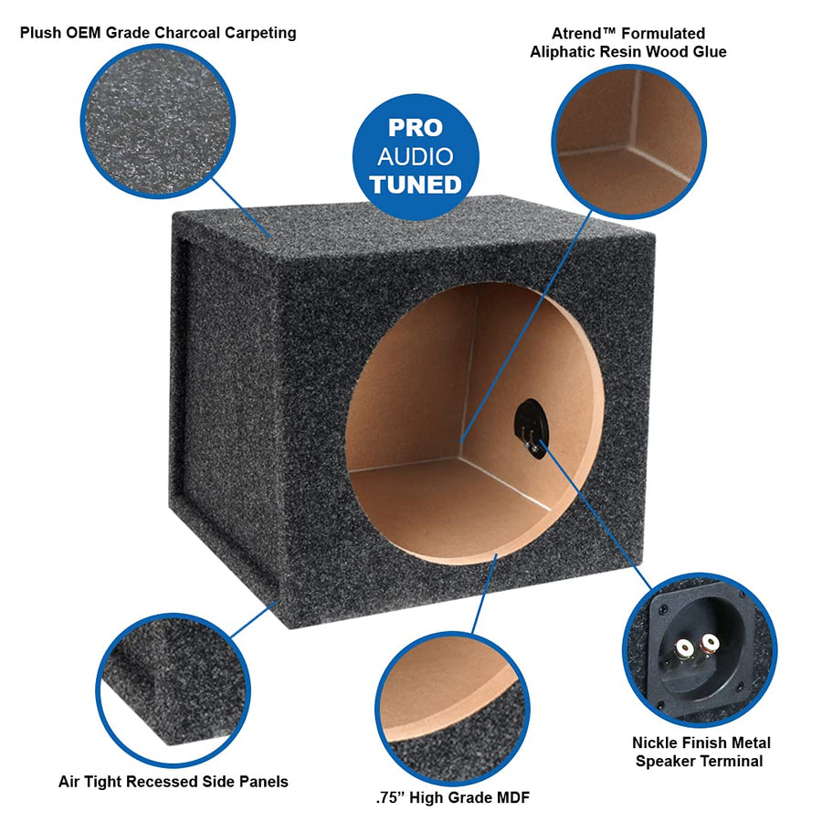 15SA Atrend 15” Hatchback Truck Style/Wedge Shaped/Single Sealed Subwoofer/Speaker Enclosure. Made in USA