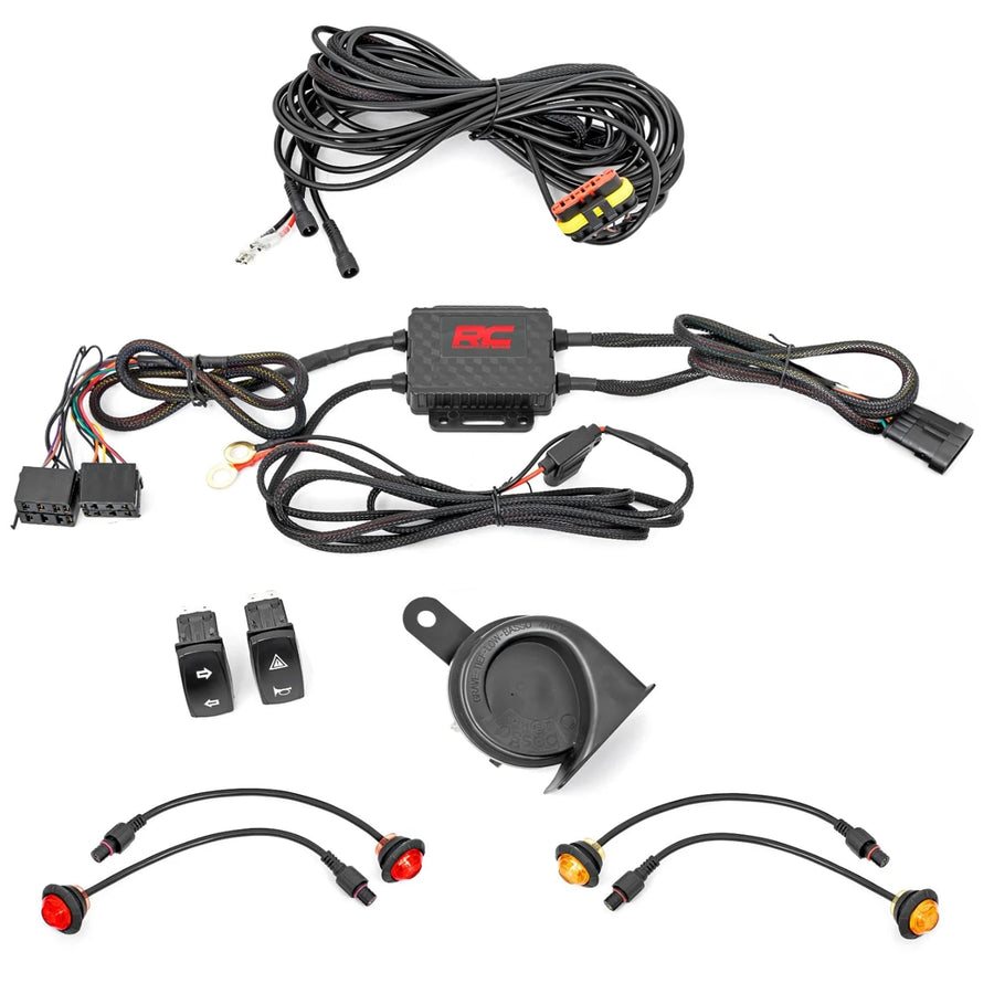 Rough Country Turn Signal Kit Universal UTV with Horn - 12V Blinker System, Amber Front & Red Rear Signals, Street-Ready Visibility Upgrade