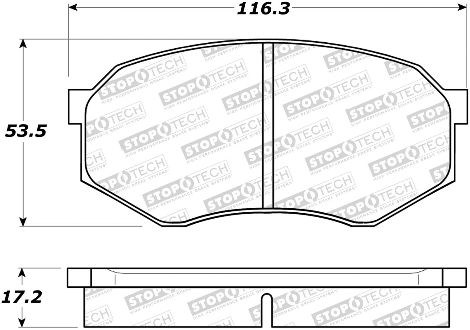 Front StopTech 308.04330 Brake Pads with Shims and Hardware Street