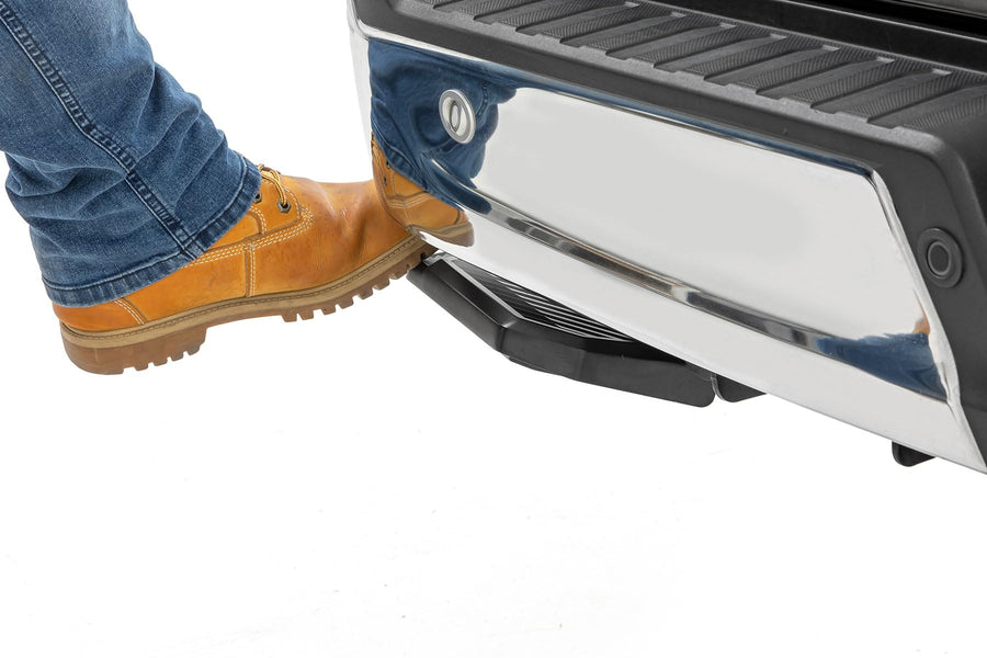 Rough Country Retractable Manual Bed Step for Ford F-150/Lightning (2021-2025) - 6" Wide Non-Slip Aluminum TailgateStep, 330 lb Capacity, Easy Bolt-On Install