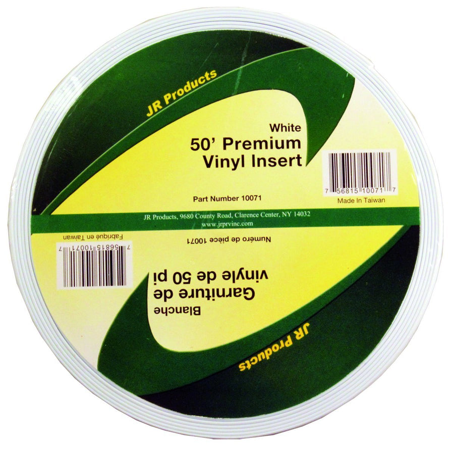 10071 JR Products Premium Vinyl Insert - White, 1" x 50'