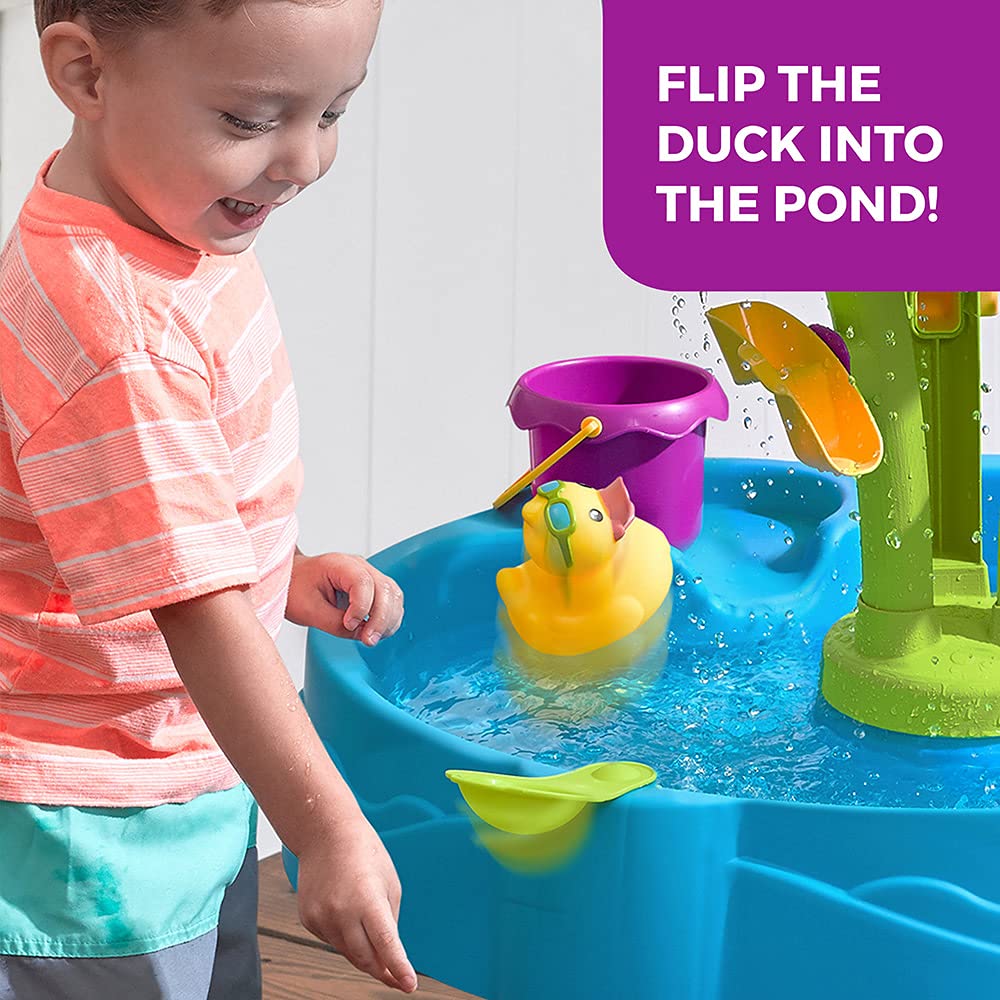 Step2 Splash Tower Summer Showers Water Table for Kids, Outdoor Kids Water Sensory Table, Ages 1.5+ Years Old, 8 Piece Water Toy Accessories, Blue & Green