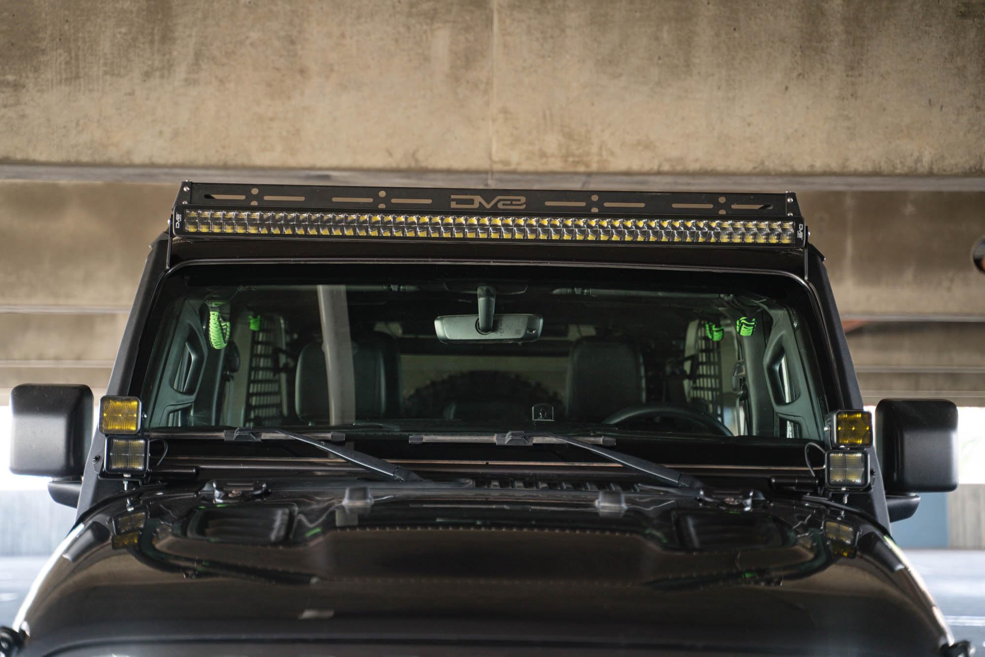 50" DV8 Offroad Light Bar Mount for 2018-2025 Jeep Wrangler JL & 2020-2025 Gladiator JT | Optional 3" Pod Light Mounts | Sleek Low-Profile Design | Black Powder Coat (A-Pillar Dual Light Pod Mounts)