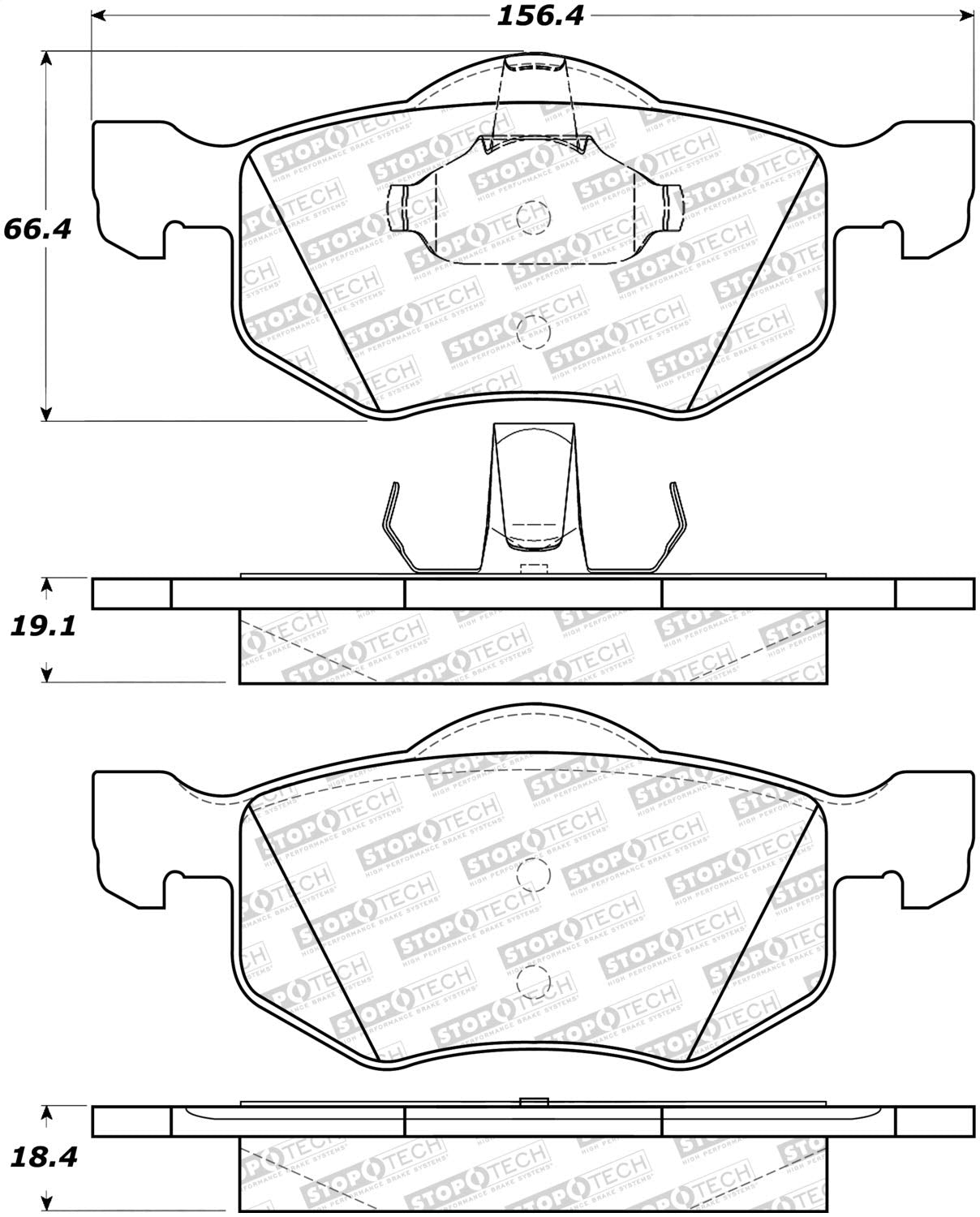 Front StopTech 308.08430 Brake Pads with Shims and Hardware Street