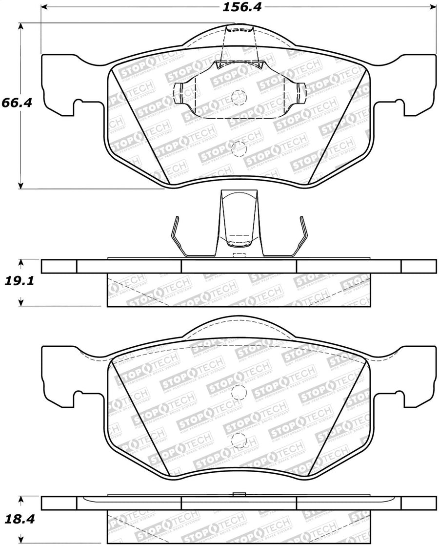 Front StopTech 308.08430 Brake Pads with Shims and Hardware Street