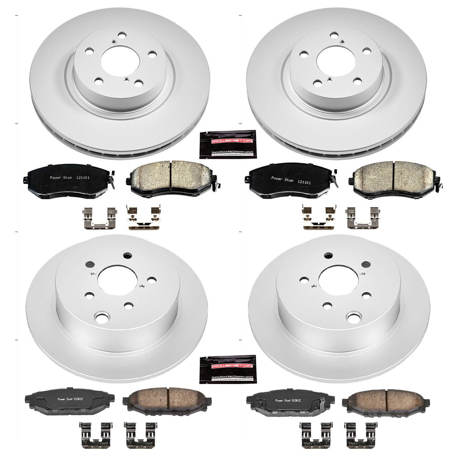 Power Stop CRK6113 Brake Rotor Coated & Ceramic Brake Pads- front & rear For Subaru Impreza 2012-2016 [Model Specific]