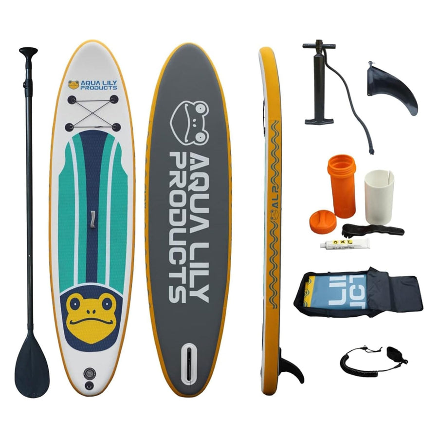 Aqua Lily Inflatable Premium Stand Up Paddle Board (Supports 400 Pounds) with Accessories & Carry Bag SUP | Wide Stance, Non-Slip Deck, Leash, Paddle & Pump, 10’9” x 32” x 6”