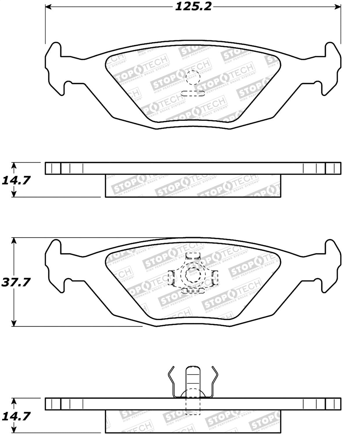 Rear StopTech 308.03220 Brake Pads with Shims and Hardware Street