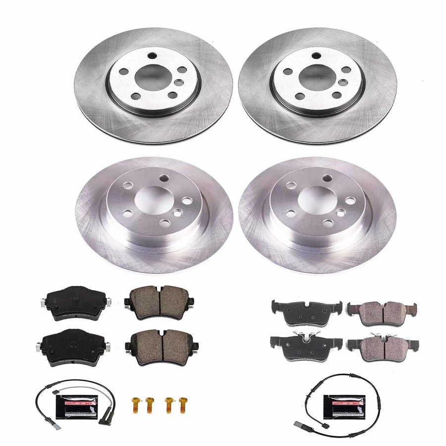 Power Stop KOE8105 Front and Rear Replacement Brake Kit-OE Brake Rotors & Ceramic Brake Pads For Mini Cooper Clubman 2016-2019 [Model Specific]