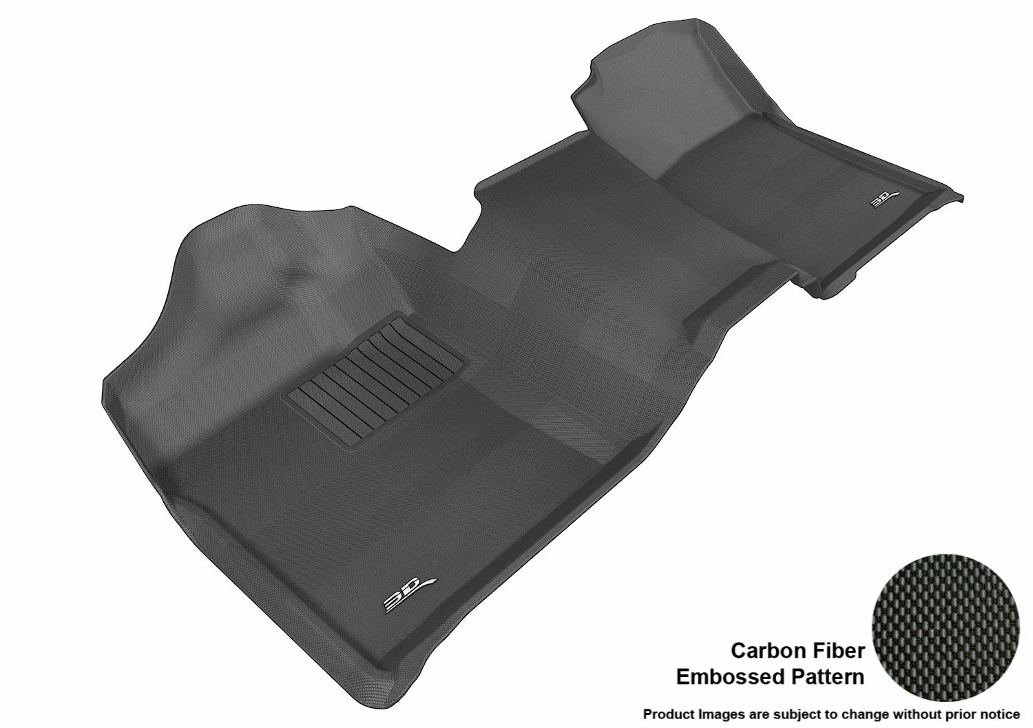 3D MAXpider Kagu Custom Fit Floor Mat (Black) Compatible with Chevrolet Silverado 1500 Regular Cab / GMC Sierra 1500 Regular Cab 2007-2013 - Front Row