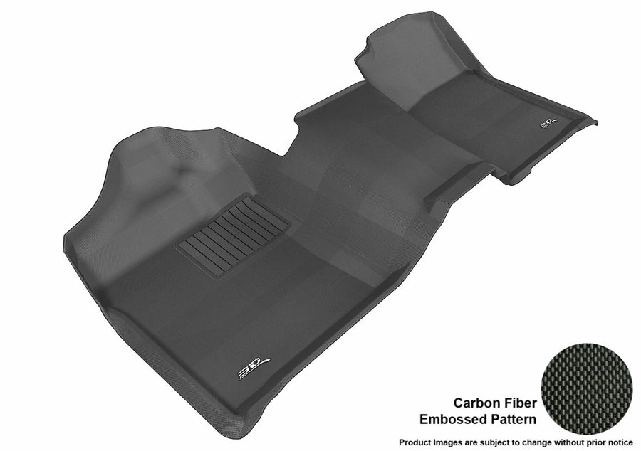 3D MAXpider Kagu Custom Fit Floor Mat (Black) Compatible with Chevrolet Silverado 1500 Regular Cab / GMC Sierra 1500 Regular Cab 2007-2013 - Front Row