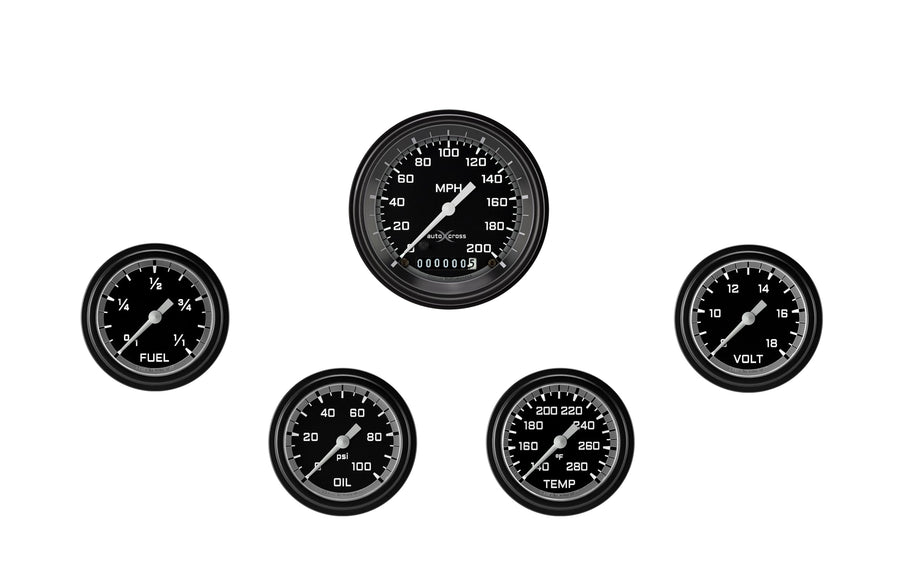 AX300GBLF Classic Instruments Autocross Gray 2 5/8" Full Sweep 5 Gauge Set - GM