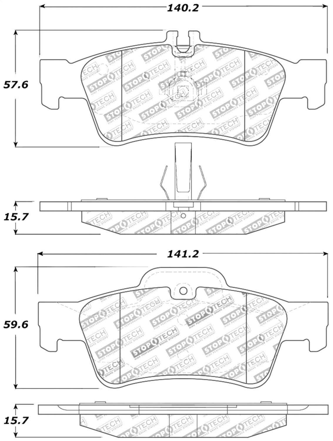 Rear StopTech 308.09860 Brake Pads with Shims and Hardware