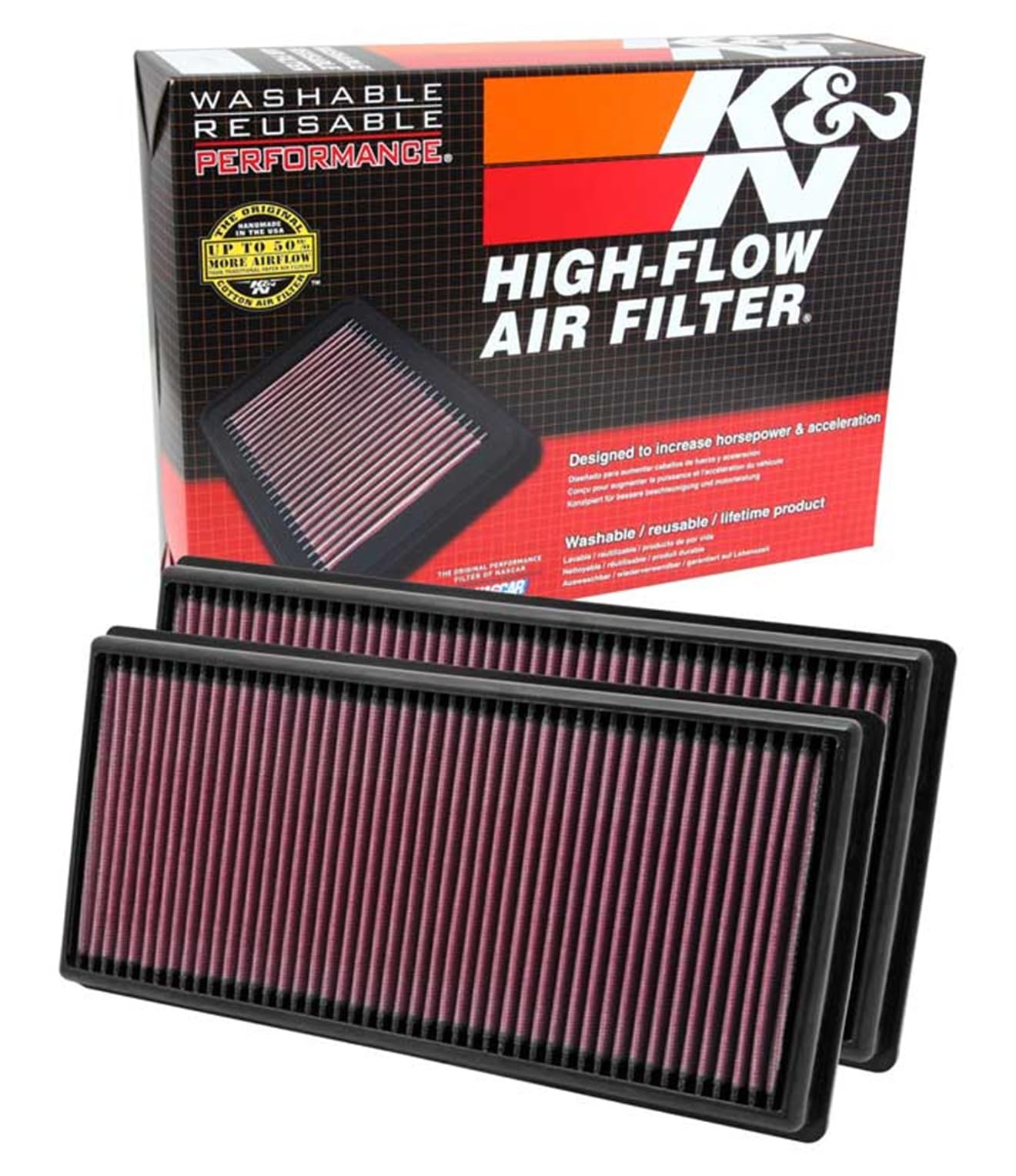 K&N High-Flow Original Engine Air Filter: Increase Power: Premium, Washable: Compatible with 2009-2025 LAND ROVER: Defender, Discovery, LR4, Range Rover, 33-2446