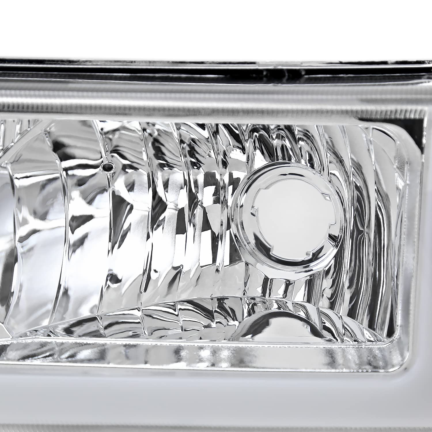 Chrome LED Bar Headlights Spec-D Tuning Compatible with 2003-2007 Chevy Silverado, Left + Right Pair Headlamps Assembly