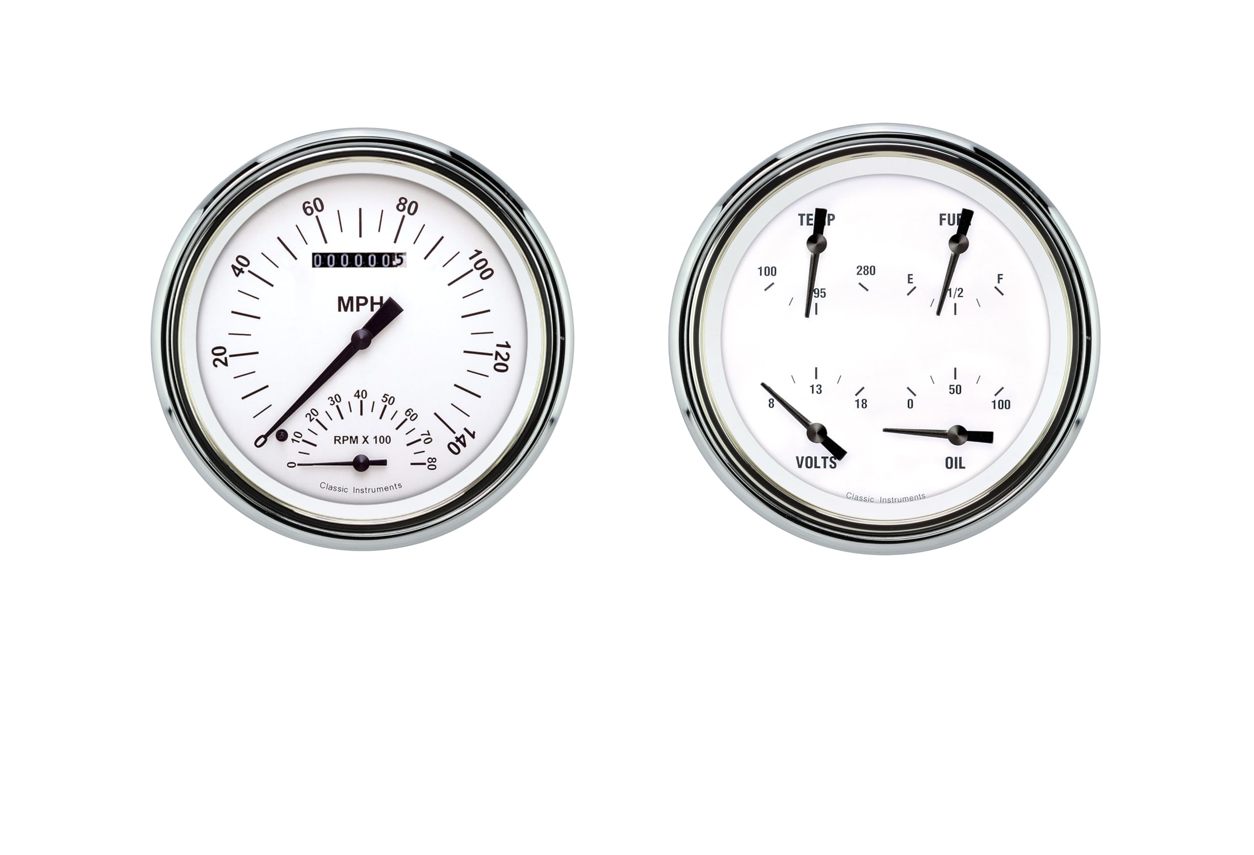 Classic Instruments CT47WH62-LS Hot White Direct Fit Gauge Package LS Swap Speedometer with Built in Tach and Quad Gauge Fits 1947-1953 Chevy Truck