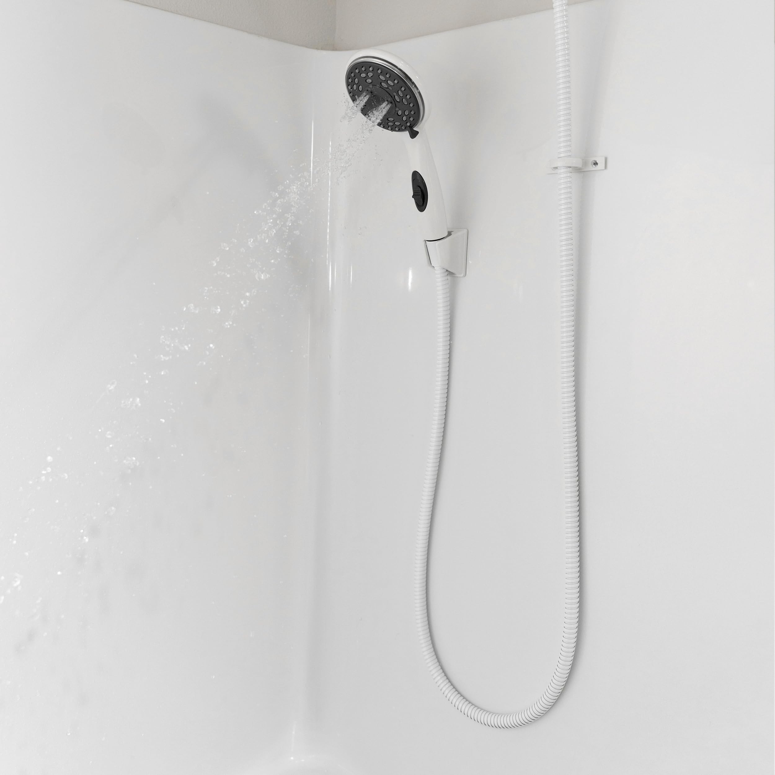 Dura Faucet Handheld Premium RV Shower Wand with Eco-Friendly On/Off Switch (White)