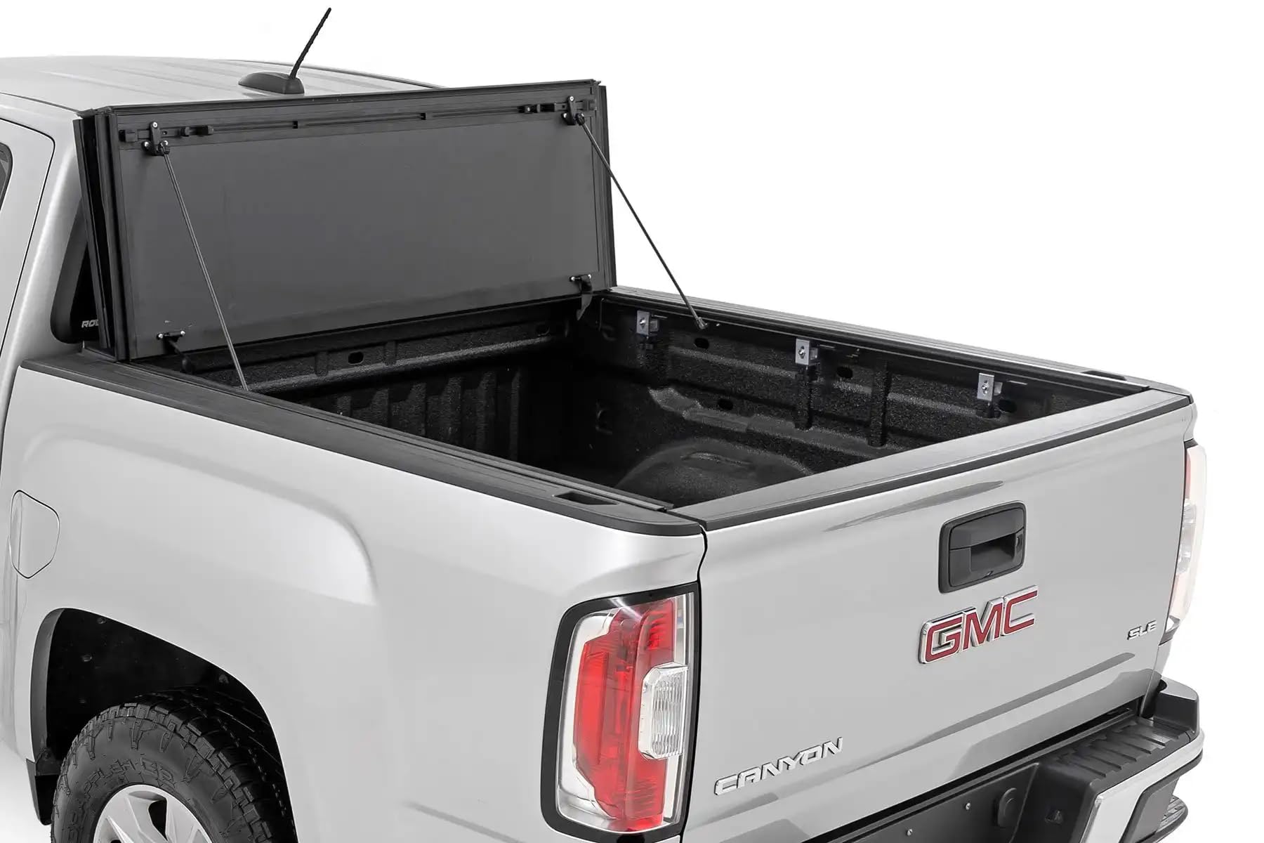 Rough Country Hard Tri-Fold Truck Bed Cover Flip Up for Chevy Colorado & GMC Canyon (2015-2024) - Fits 6' Bed, All-Weather, Flush Aluminum Panels