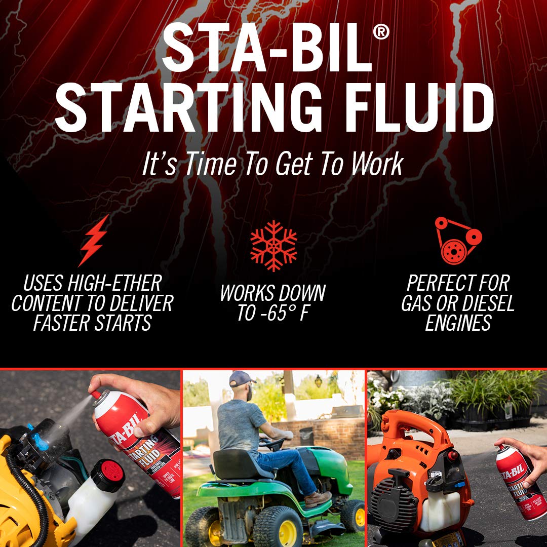STA-BIL Starting Fluid - Upper Cylinder Lube - Prolongs Starter Life for Gasoline and Diesel Engines - Guaranteed Faster Starts Down to -65°F, 11 oz (22004)