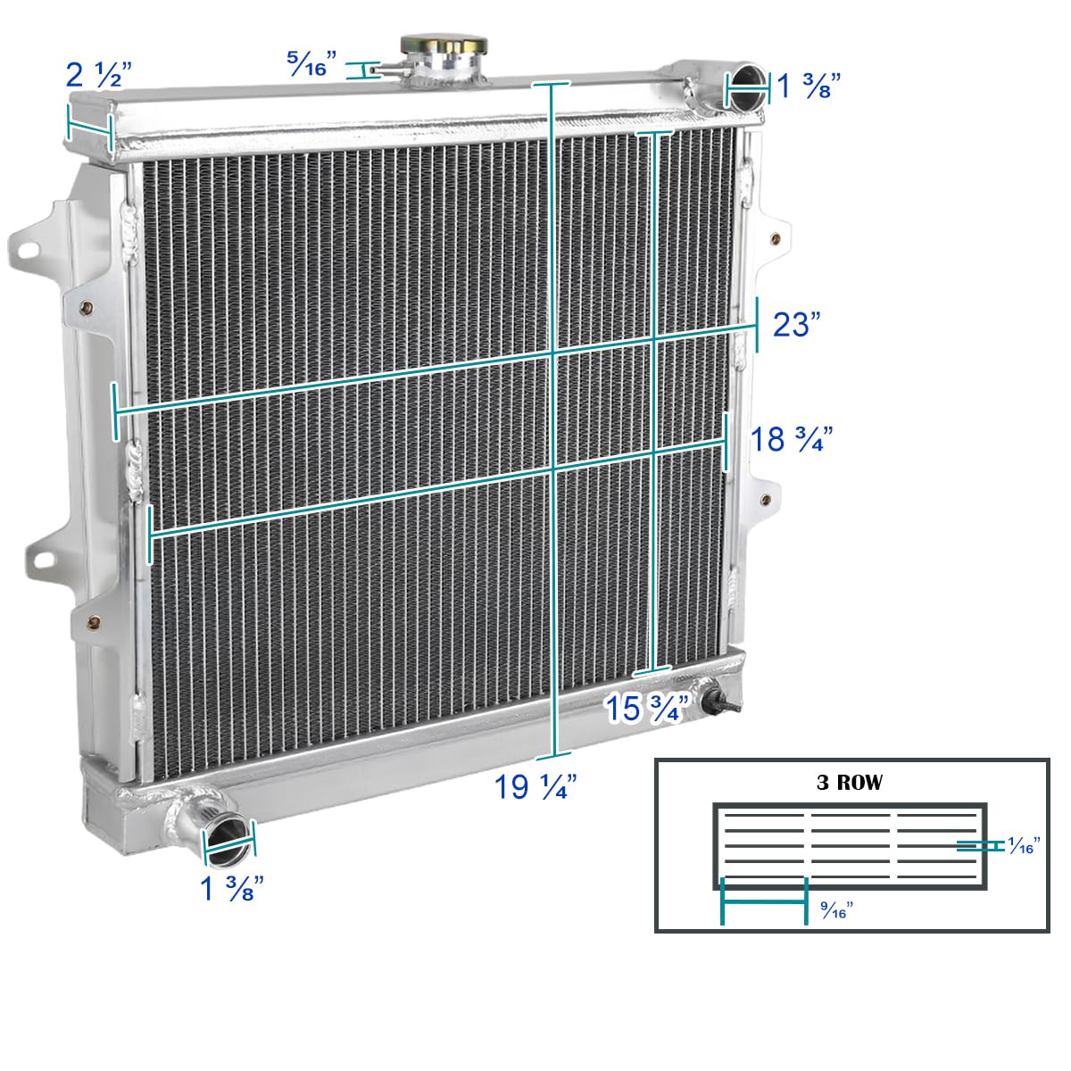 3-Row Aluminum Performance Cooling Radiator SPEC-D TUNING Compatible with 1984-1995 Toyota 4Runner 2.4L