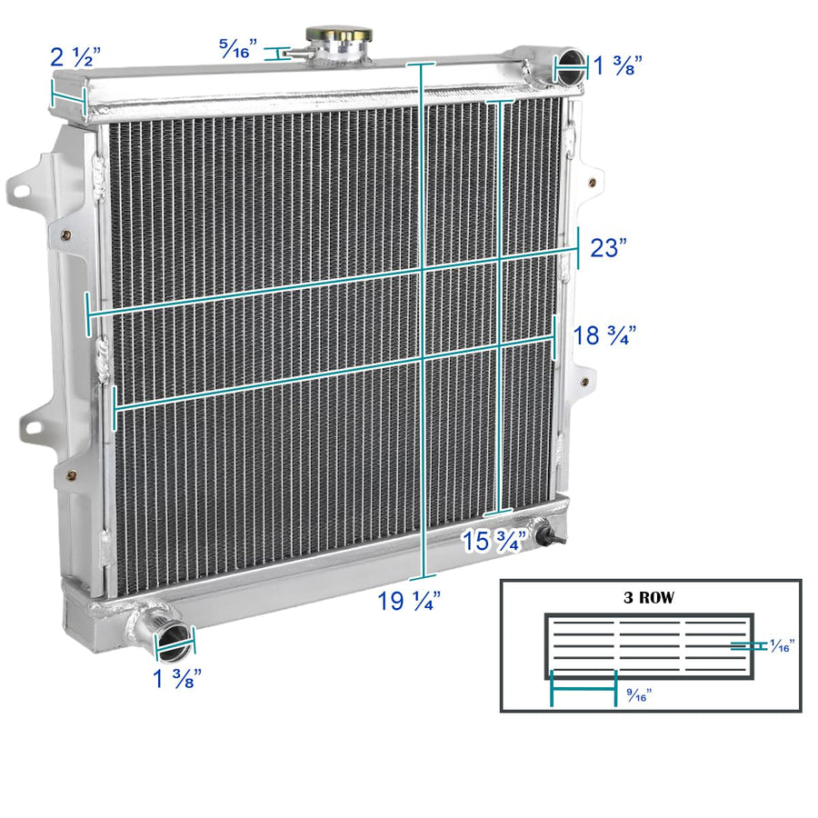 3-Row Aluminum Performance Cooling Radiator SPEC-D TUNING Compatible with 1984-1995 Toyota 4Runner 2.4L