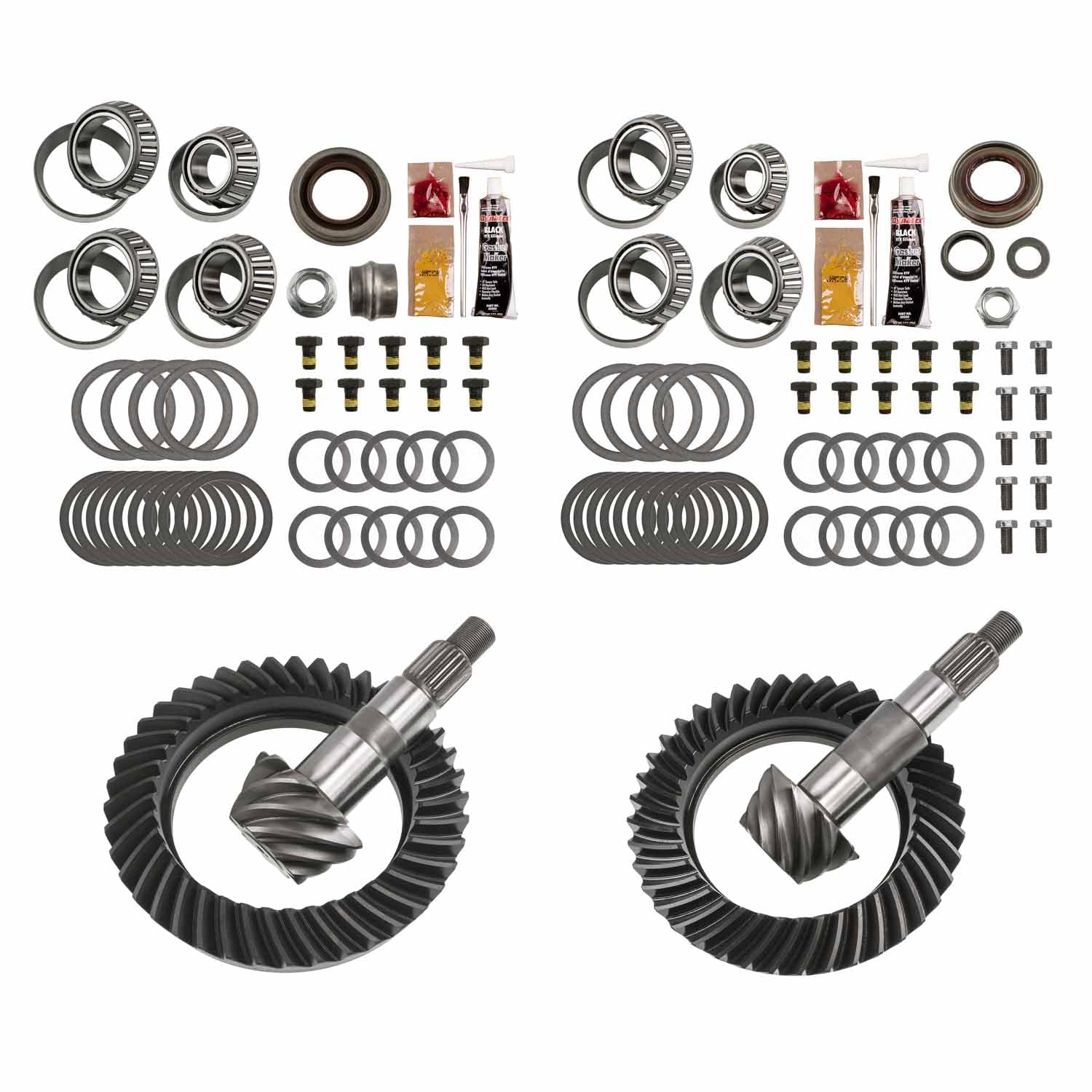 Differential Ring & Pinion EXCEL XLK-5005 with Rebuild Bearing Kit For Dana 44 JK Rubicon - Front & Rear, Gear Ratio: 4.56, 10-Bolt, 24 Spline, 9 Pinion & 41 Ring Tooth Fits Jeep Wrangler 2007-2018