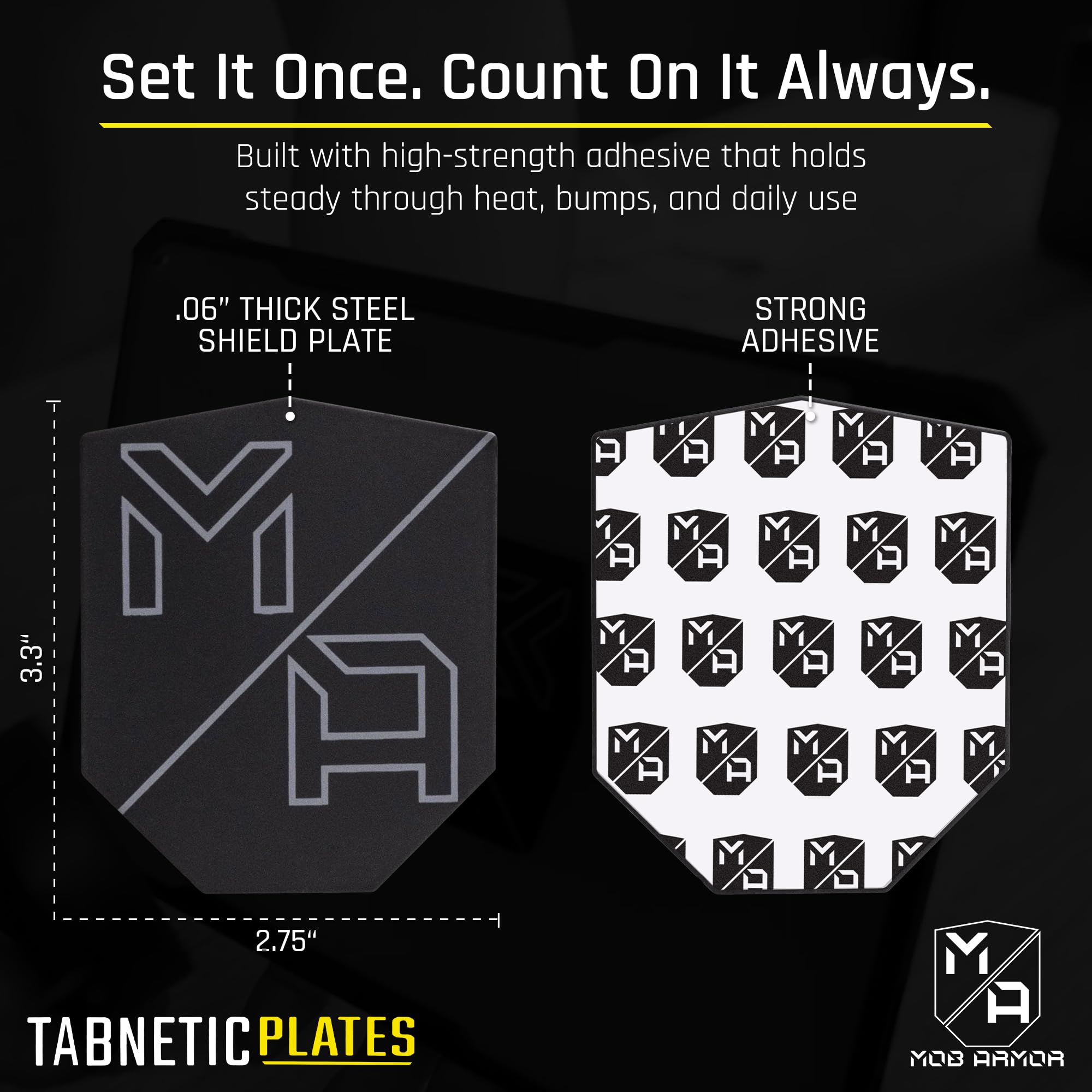 TabNetic Mob Armor Mounting Kit with Adhesive Disc, Durable Metal Plate & High Strength Magnetic Attachment for Universal Tablet Mounting - Ideal for Car, Home, Office, or Custom Installations
