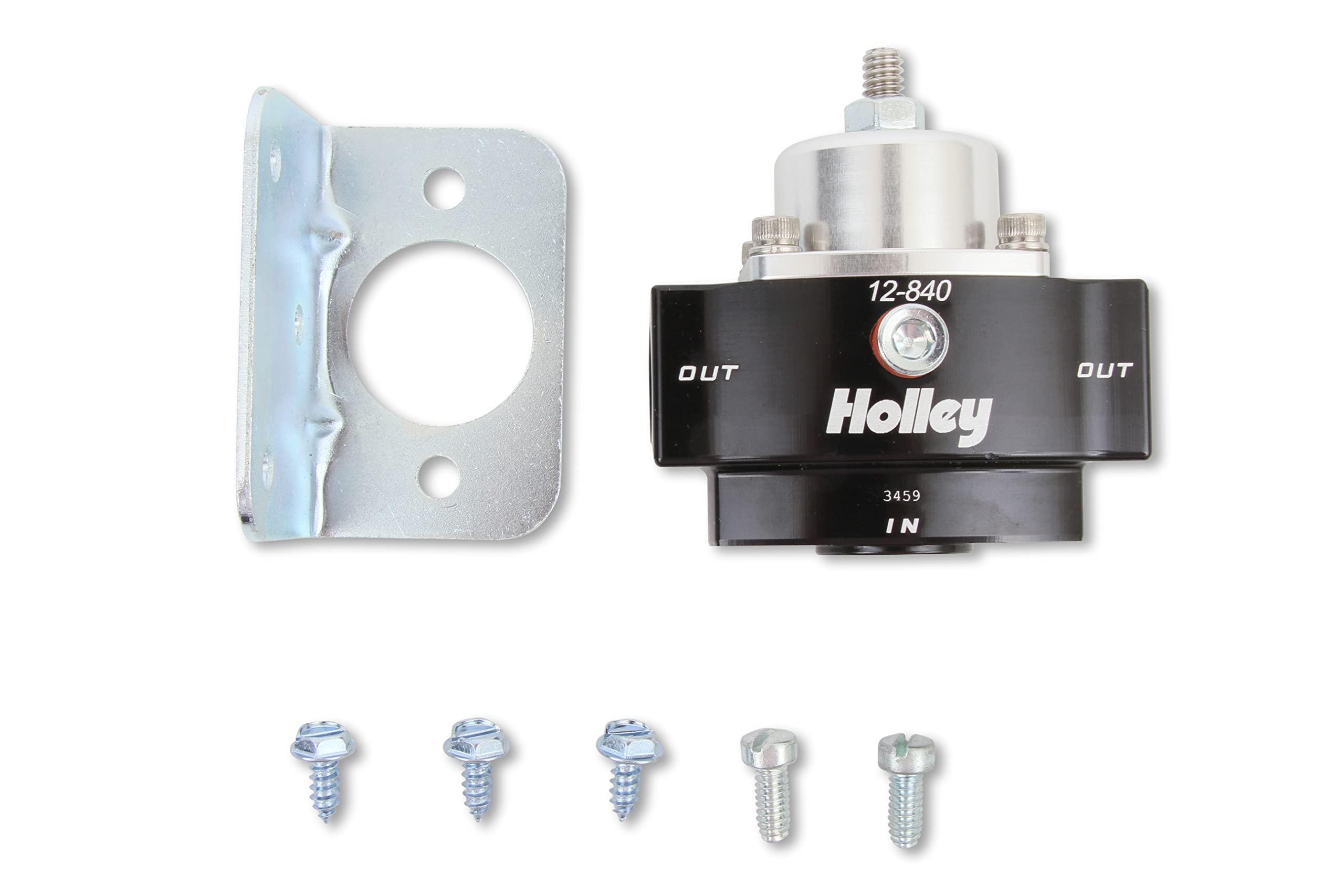 12-840 Holley 4.5-9 PSI Adjustable Billet Fuel Pressure Regulator with 3/8" NTP Ports,Black Anodized