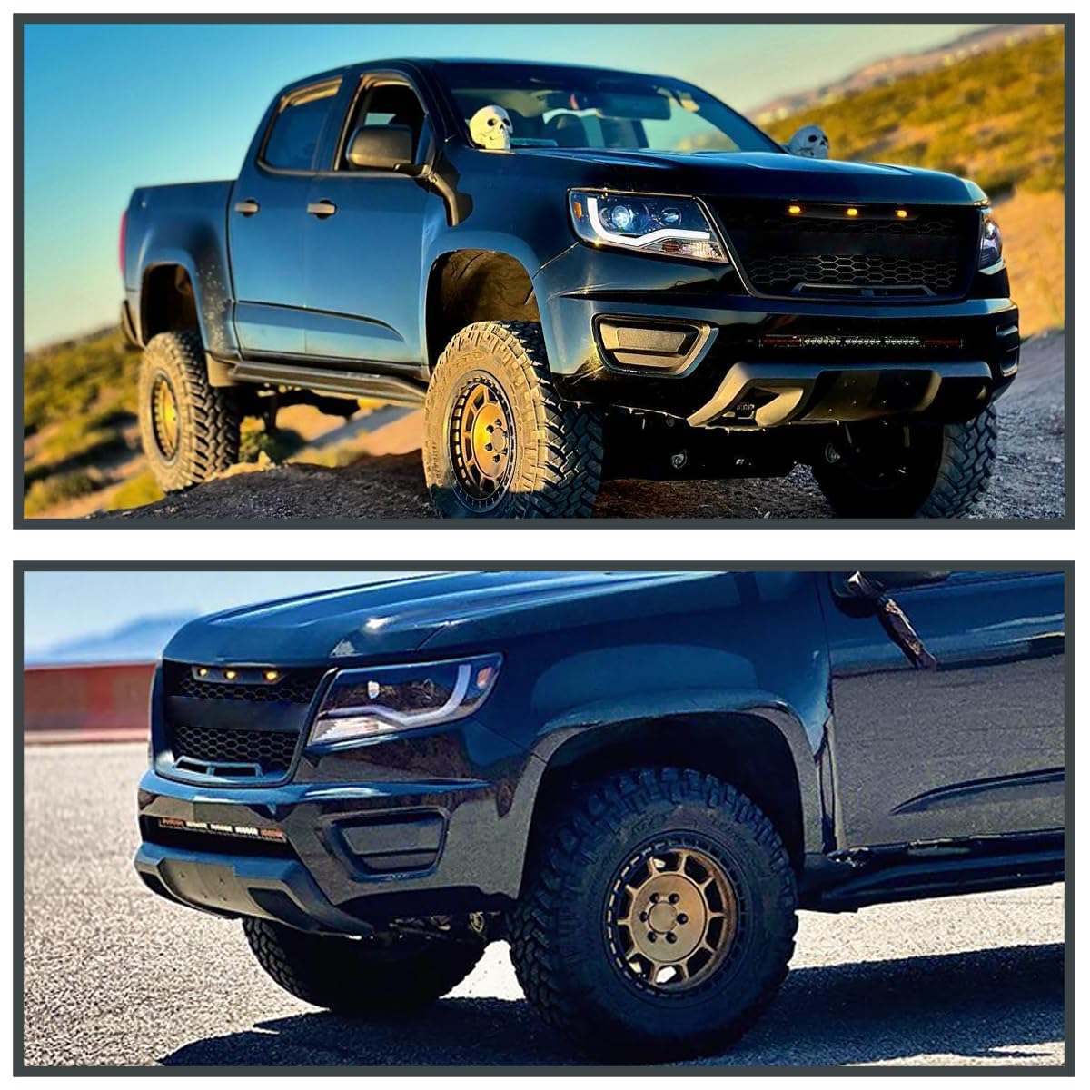 Glossy Black Smoke SPEC-D TUNING LED Light Bar Projector Headlights Compatible with 2015-2022 Chevy Colorado, Left + Right Pair Headlamps Assembly