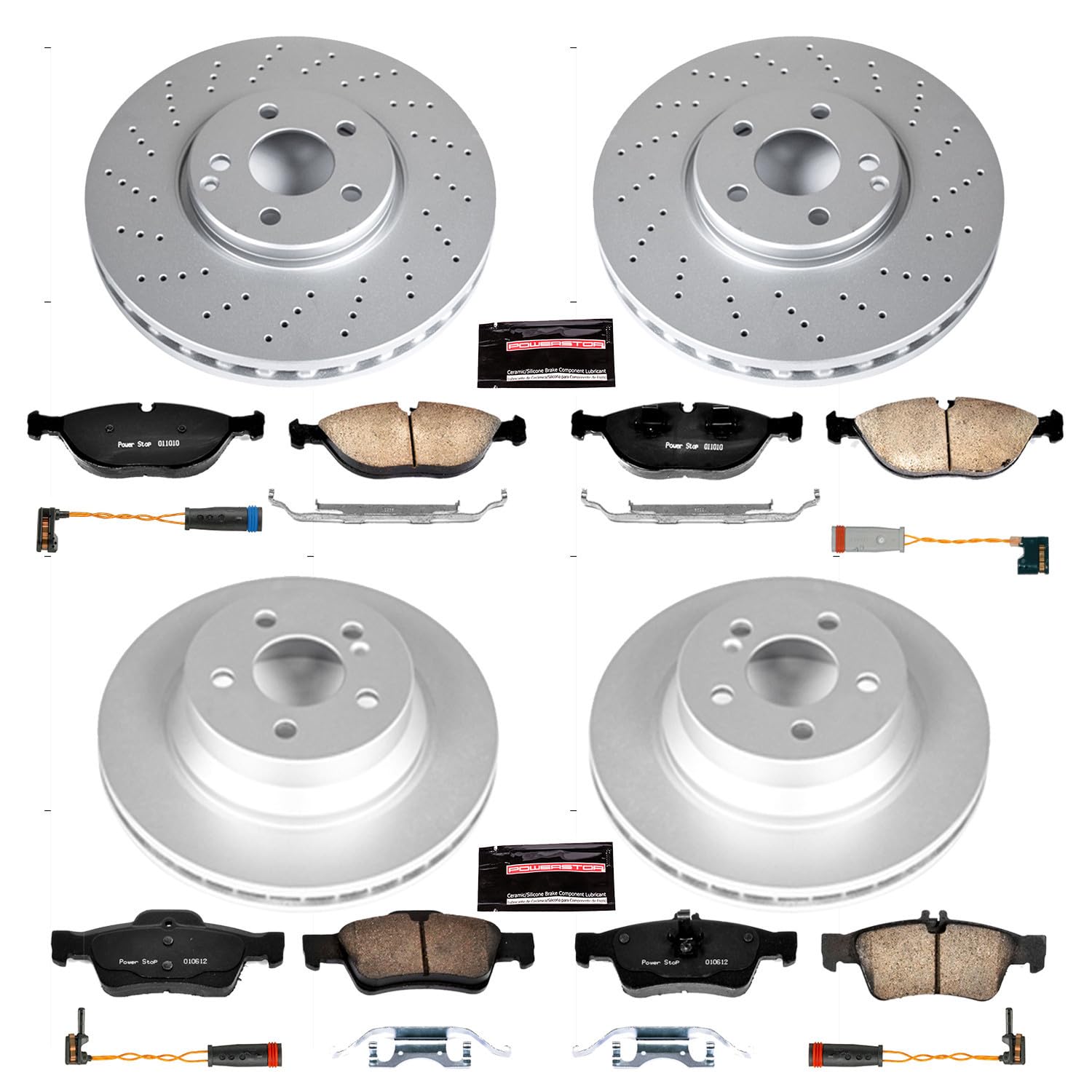 Power Stop CRK4517 Z23 Evolution Geomet Coated Brake Kit Front and Rear For Mercedes-Benz E500 2004-2005 [Model Specific]