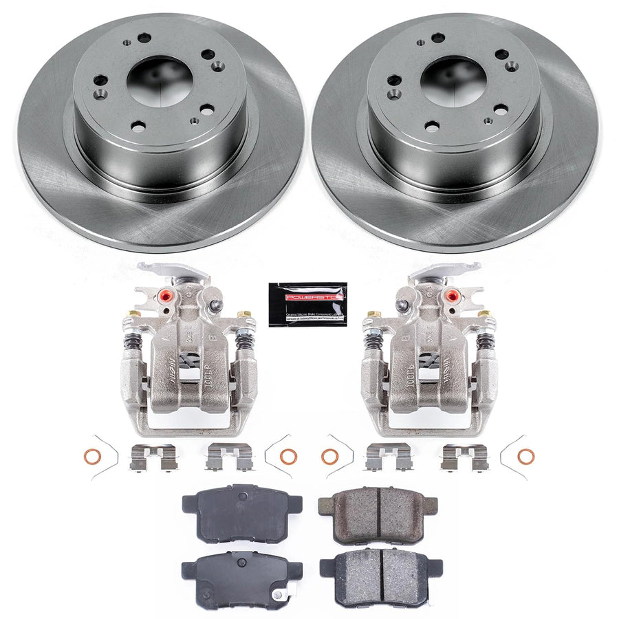 Power Stop KCOE5368A Rear Stock Replacement Caliper Kit- OE Rotors, Ceramic Brake Pads, Calipers For Honda Accord 2013-2017 [Model Specific]