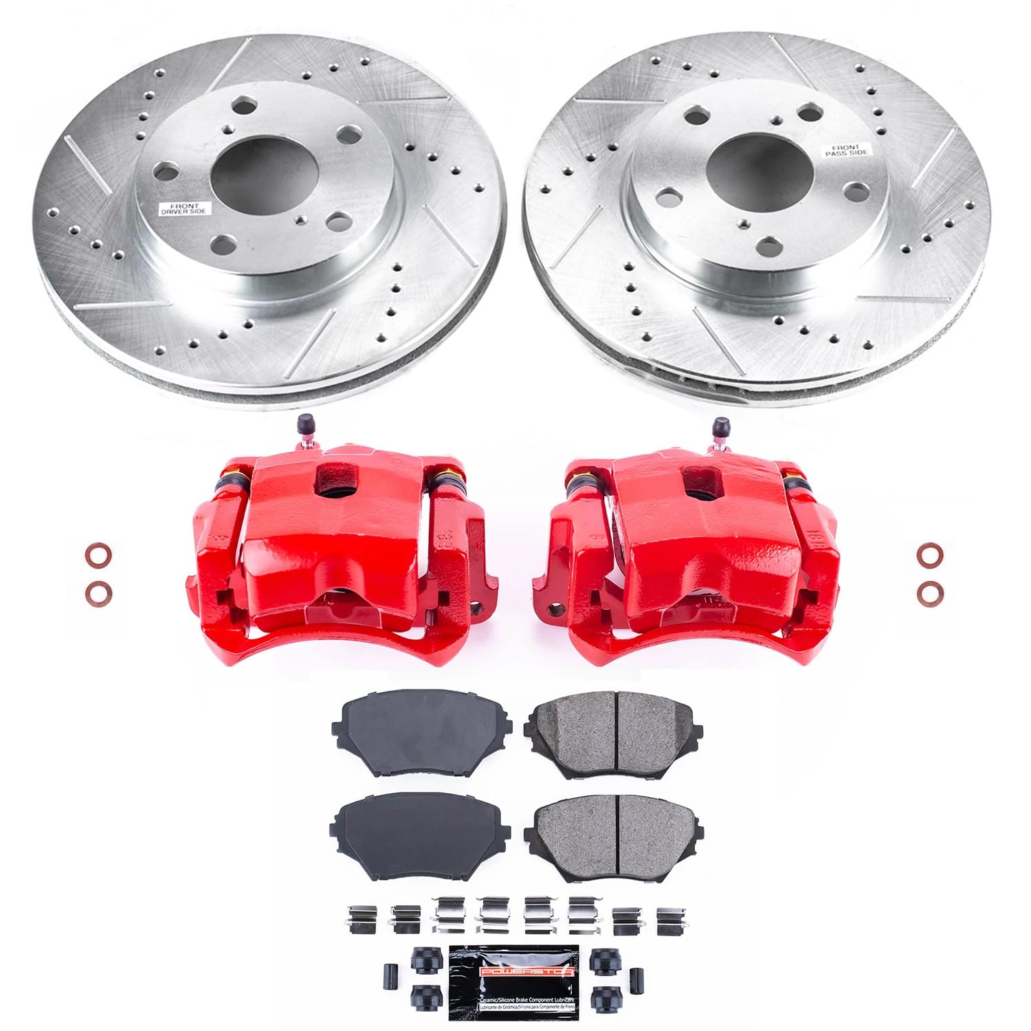Power Stop Z23 KC2419 Evolution Sport Front Brake Caliper Kit- Brake Rotors, Brake Pads and Brake Calipers For Toyota RAV4 2001-2005 [Model Specific]