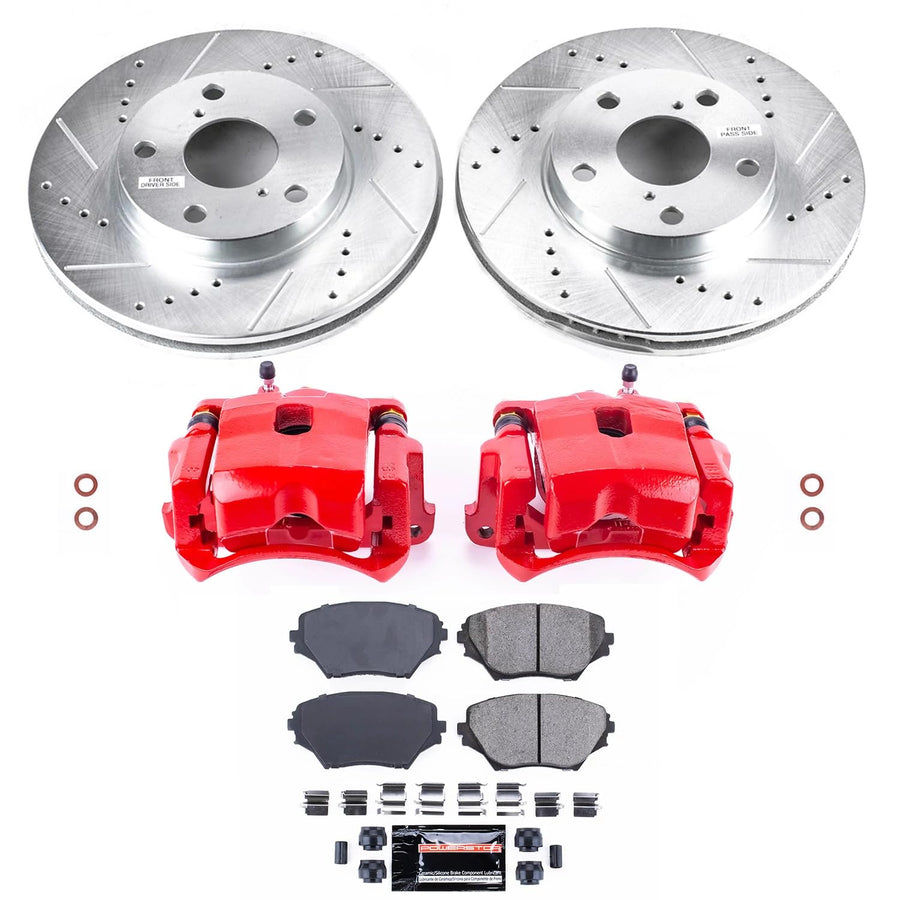 Power Stop Z23 KC2419 Evolution Sport Front Brake Caliper Kit- Brake Rotors, Brake Pads and Brake Calipers For Toyota RAV4 2001-2005 [Model Specific]