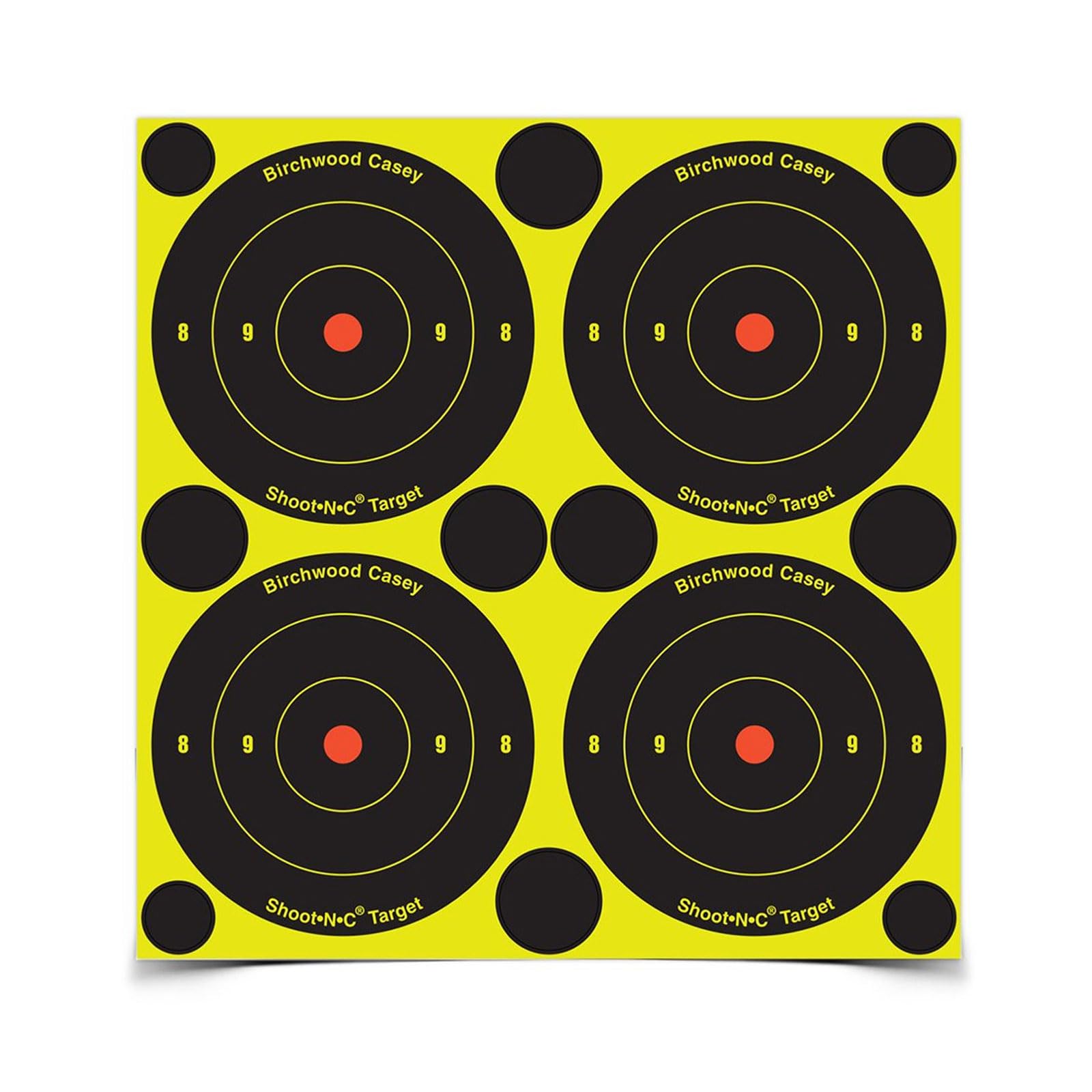 8" BIRCHWOOD CASEY Eze-Scorer Bull's-Eye Practice Shoot-Up Brilliant White Paper Targets for Indoor and Outdoor Use, 26 Targets