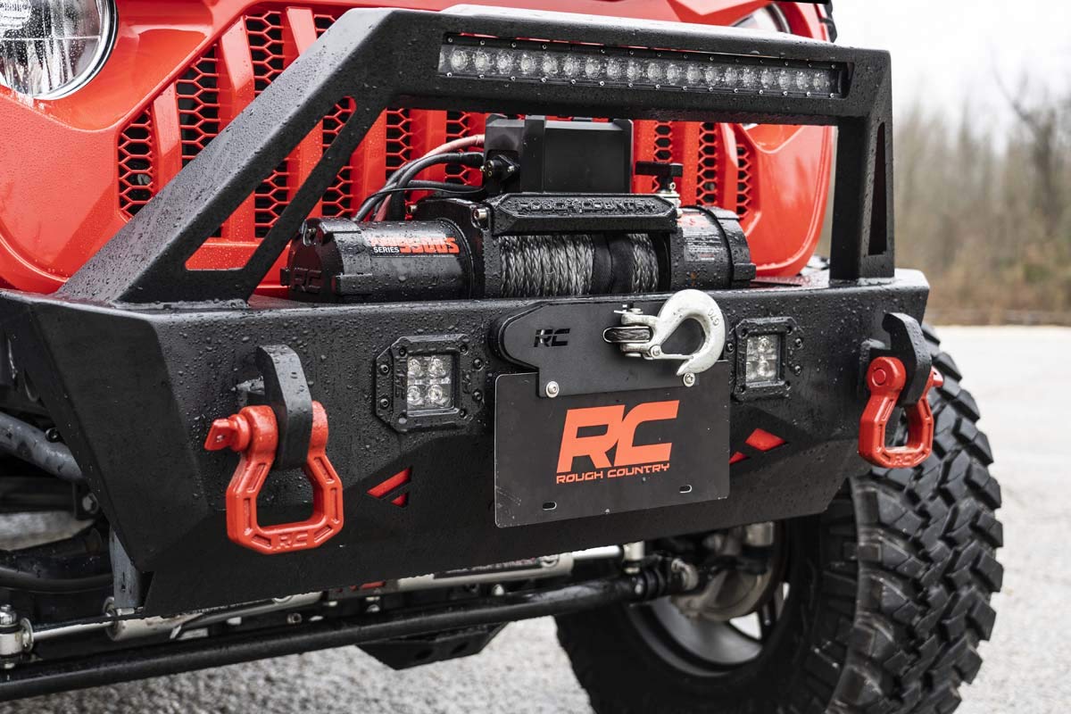 Hawse Fairlead License Plate Mount Rough Country Quick Release - RS124 Black