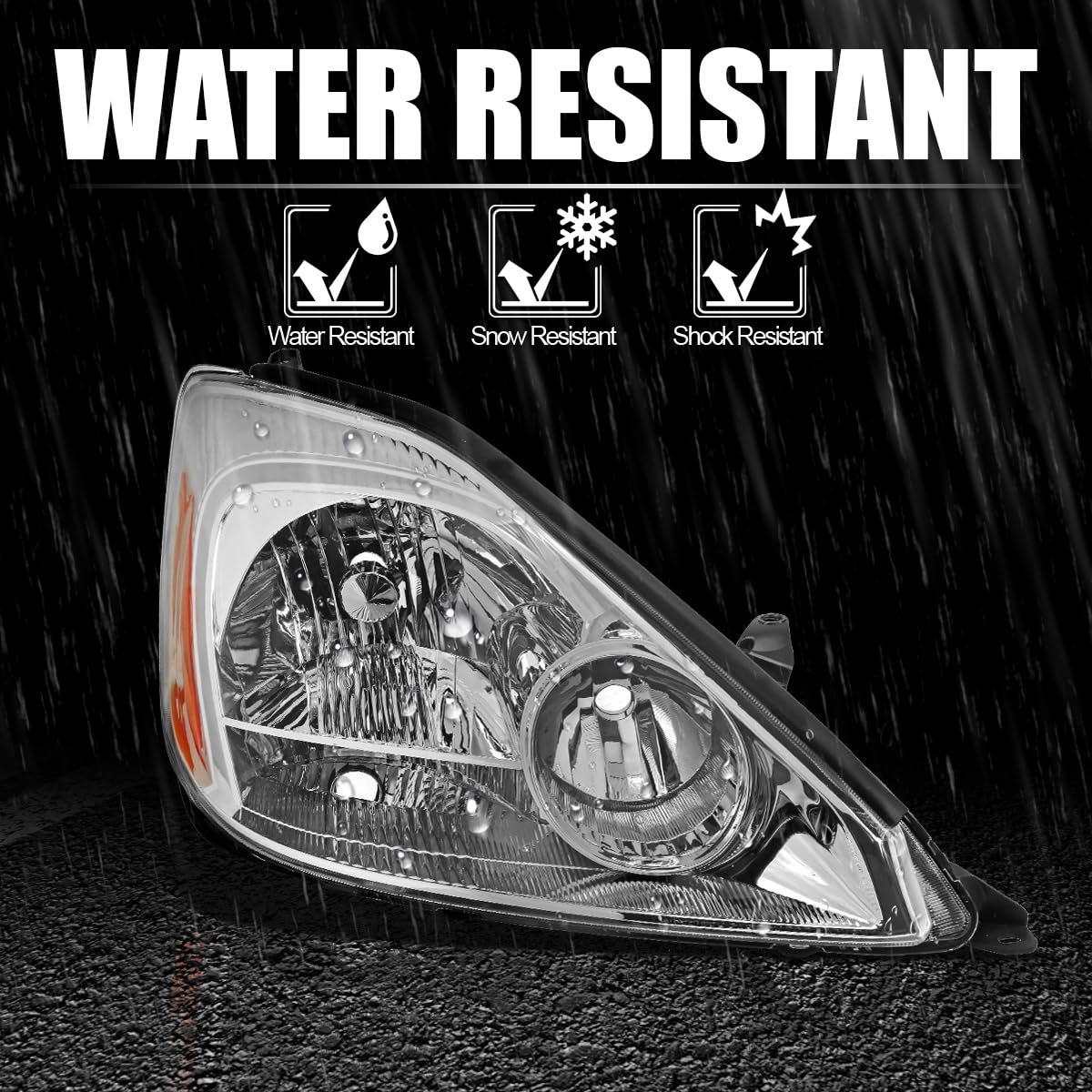 Passenger Side Right Spec-D Tuning Chrome Headlight Compatible with 2004-2005 Toyota Sienna