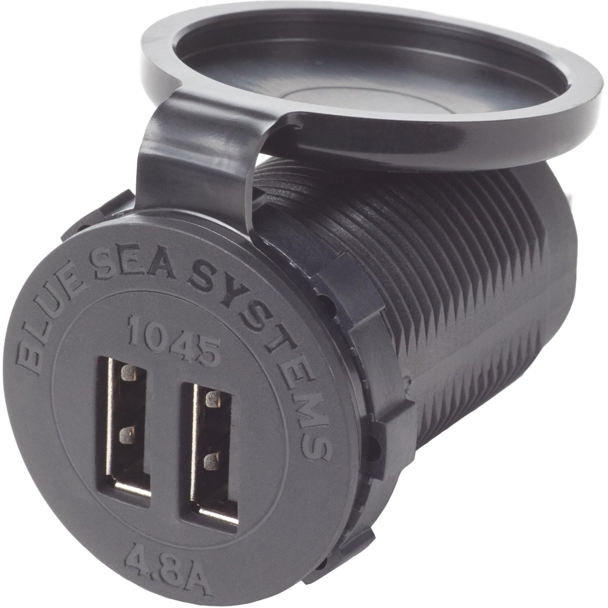 Fast Charge Blue Sea Systems 1045 Dual USB Charger Socket Mount, 12V/24V 4.8A