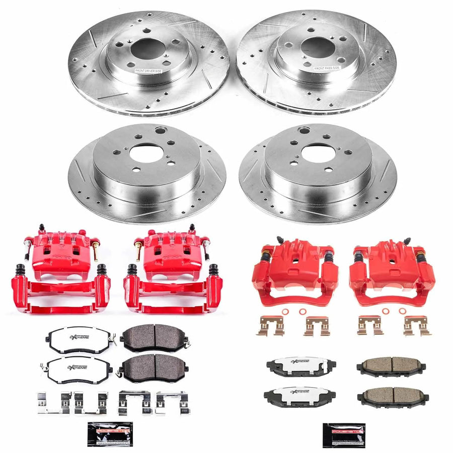 Power Stop Z26 KC6113-26, Front and Rear Caliper Kit-Brake Rotors, Carbon Ceramic Brake Pads, Calipers For Subaru Impreza 2012-2016 [Model Specific]