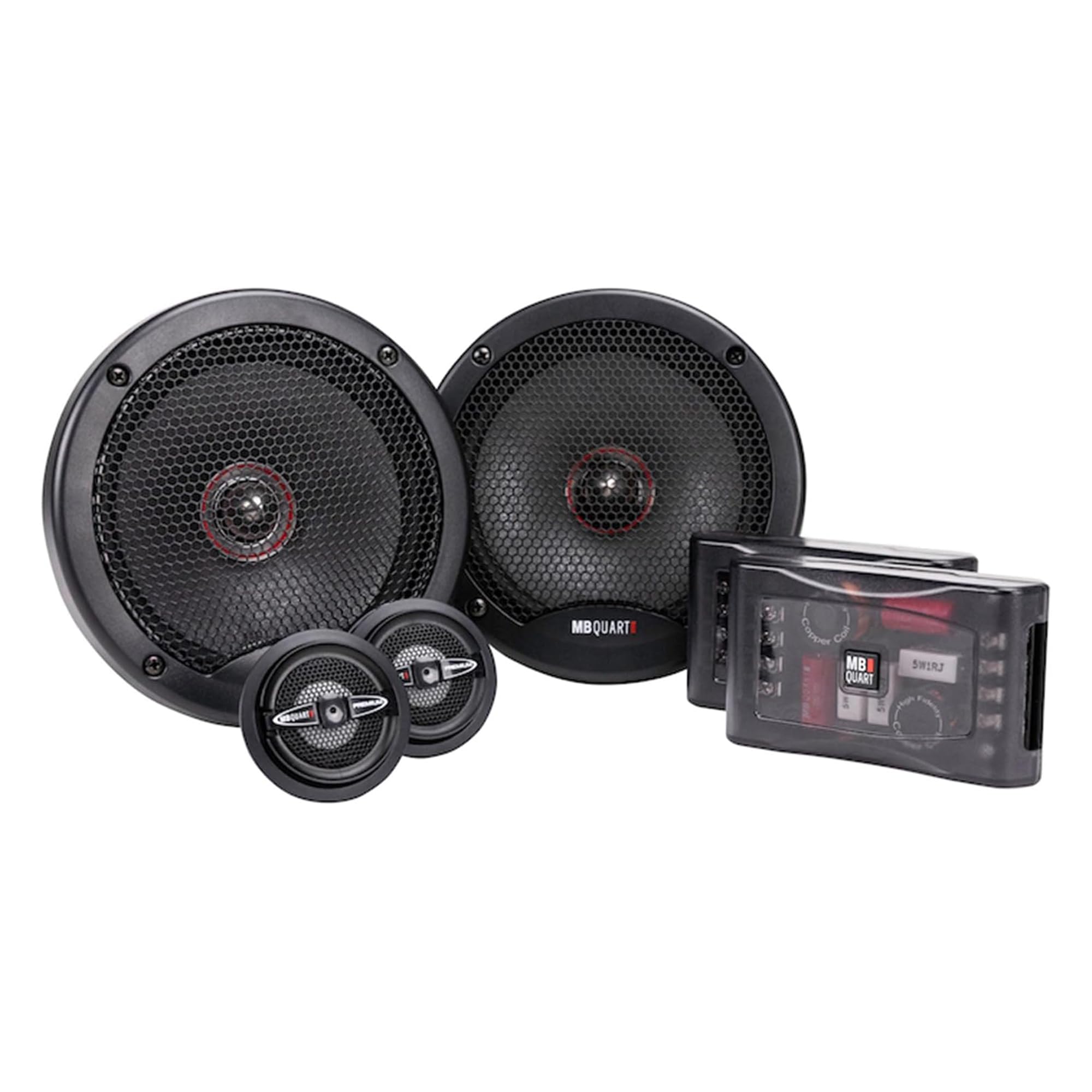 MB Quart 6.5" PS1-216 Premium Car Speakers - 240W, 2-Way Component, 4 OHMS, with Grills, Superior Bass & Clear Highs for an Unmatched Audio Experience in Your Vehicle
