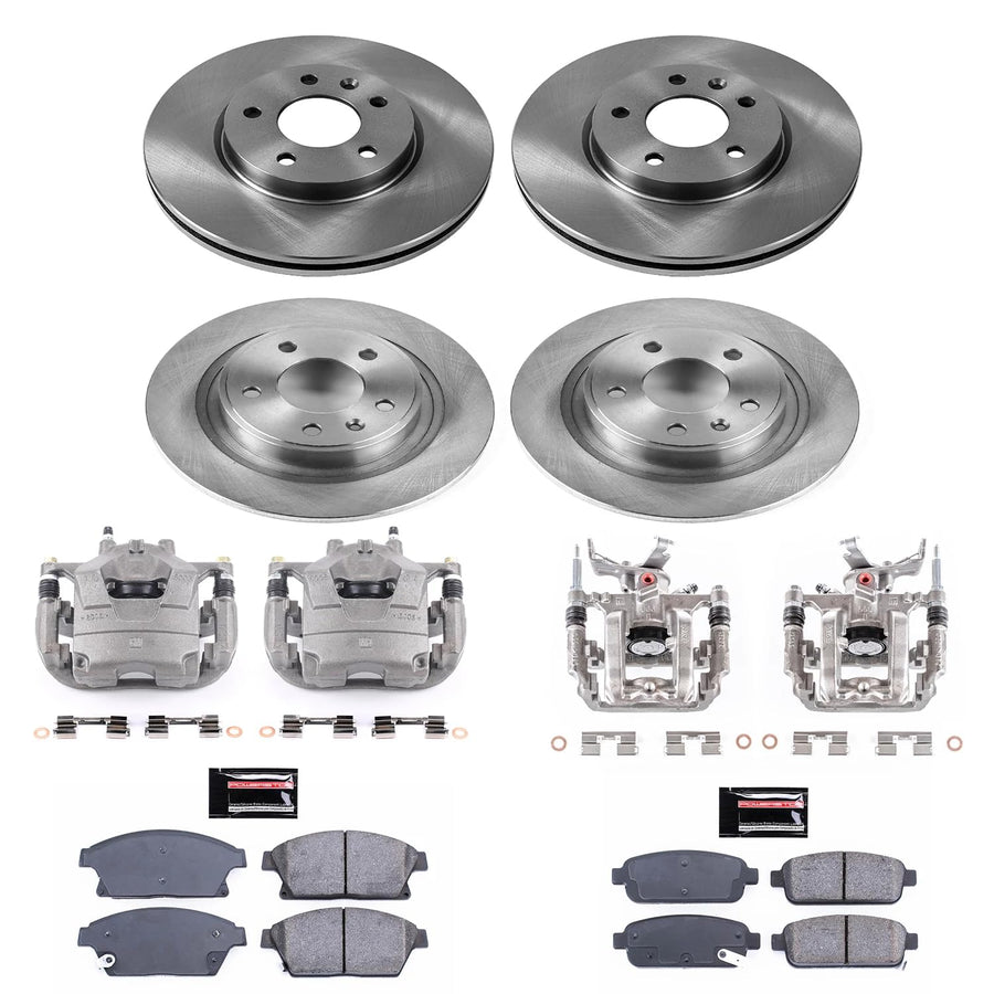 Power Stop KCOE5555B Front and Rear Autospecialty Stock Replacement Caliper Kit- OE Rotors, Ceramic Brake Pads, Calipers For Buick Verano 2012-2017 [Model Specific]
