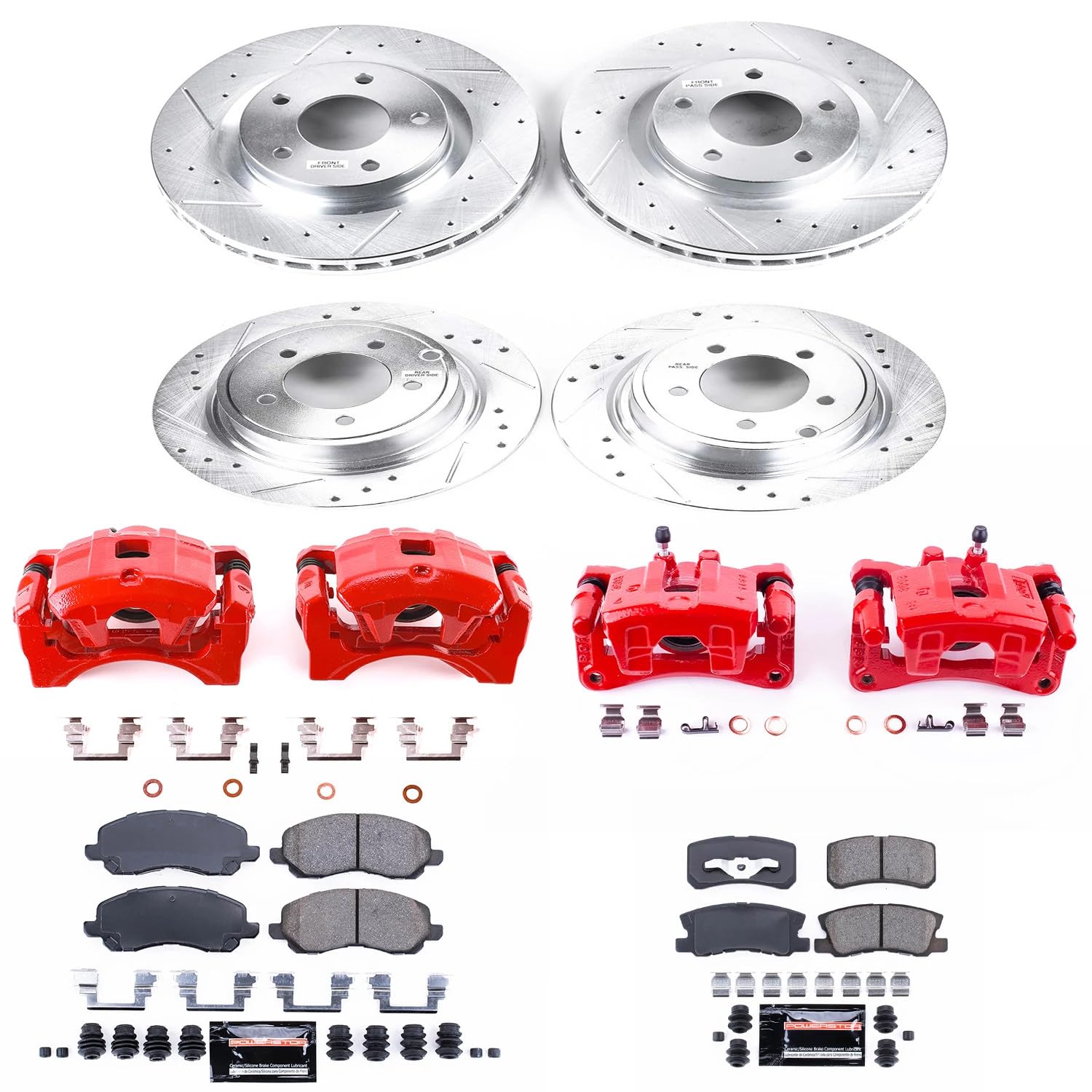 Power Stop Z23 KC2848B Sport Front & Rear Brake Caliper Kit- Brake Rotors, Brake Pads and Brake Calipers For Mitsubishi Lancer, Mitsubishi Outlander, Mitsubishi Outlander Sport [Model Specific]