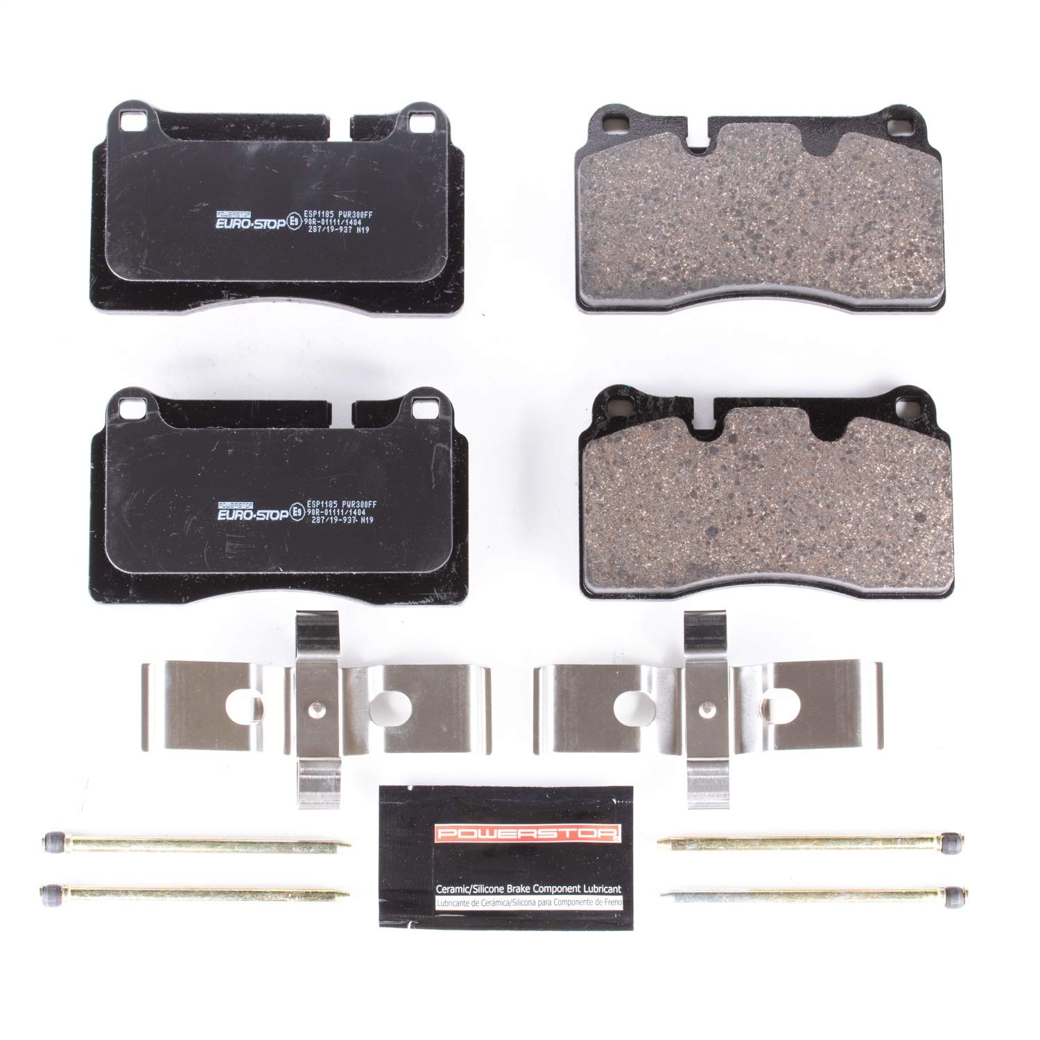 Power Stop Euro-Stop ESP1185 Front Ceramic Brake Pads For Volkswagen Touareg 2007-2017 [Model Specific] ECE-R90