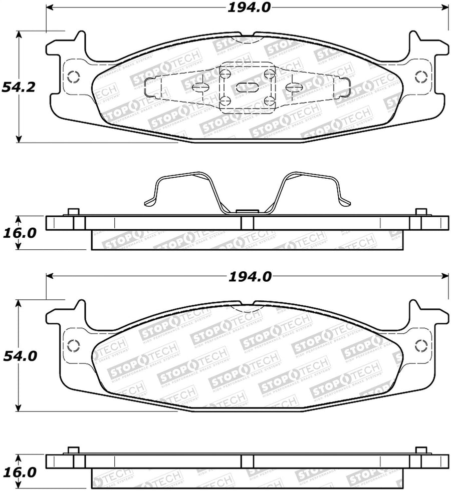 Front StopTech 308.06320 Brake Pads with Shims and Hardware Street