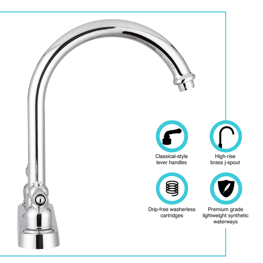 Dura Faucet RV DF-PK340L-CP Non-Metallic Kitchen Sink J-Spout Faucet (Chrome)