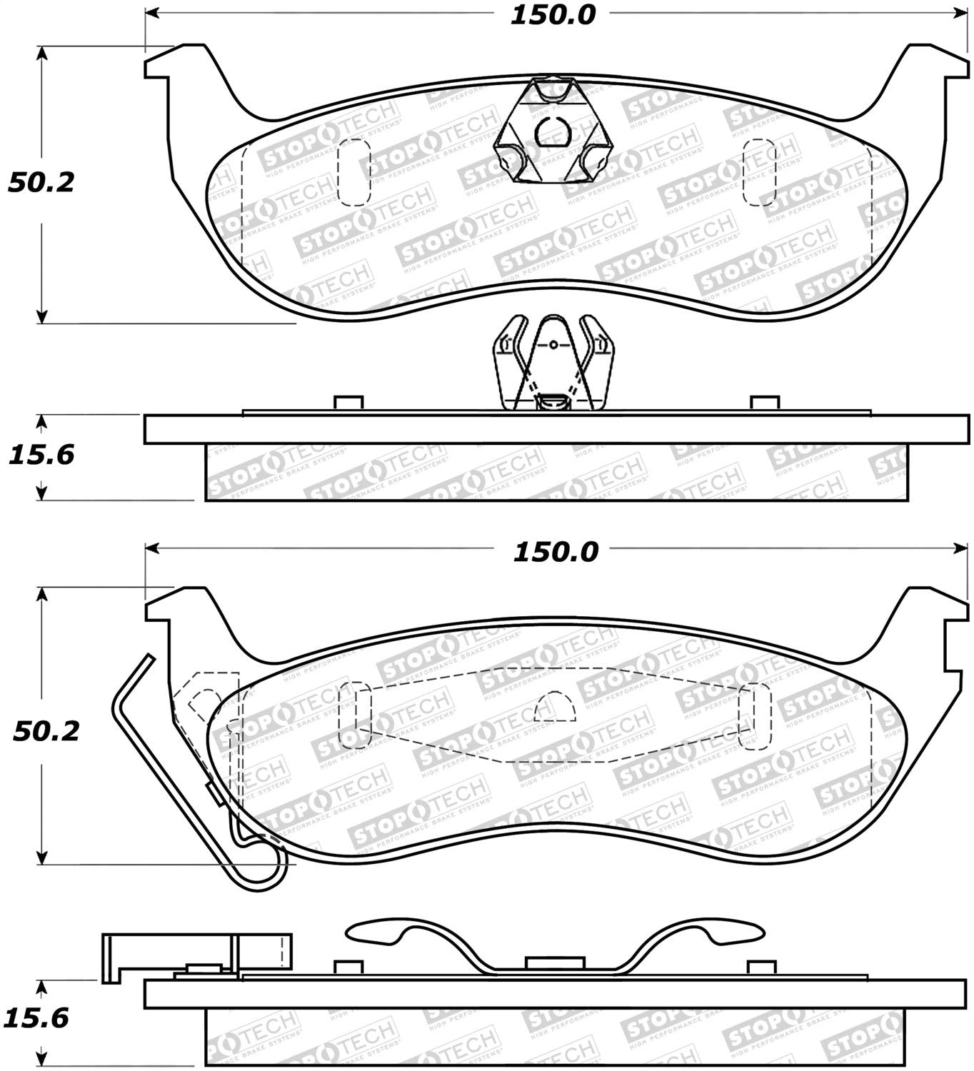 Rear StopTech 308.09320 Brake Pads with Shims and Hardware Street