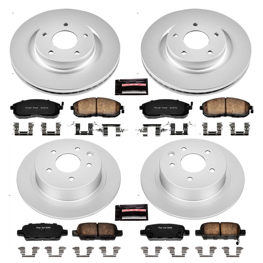 Power Stop CRK242 Brake Rotor & Coated Ceramic Brake Pads- front & rear For Nissan Altima 2010-2013 [Model Specific]