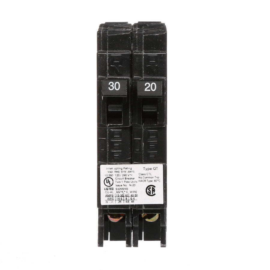 SIEMENS 30/20-Amp Q3020 1 Pole 120-Volt 10-Kaic DUPLEX Circuit Breaker