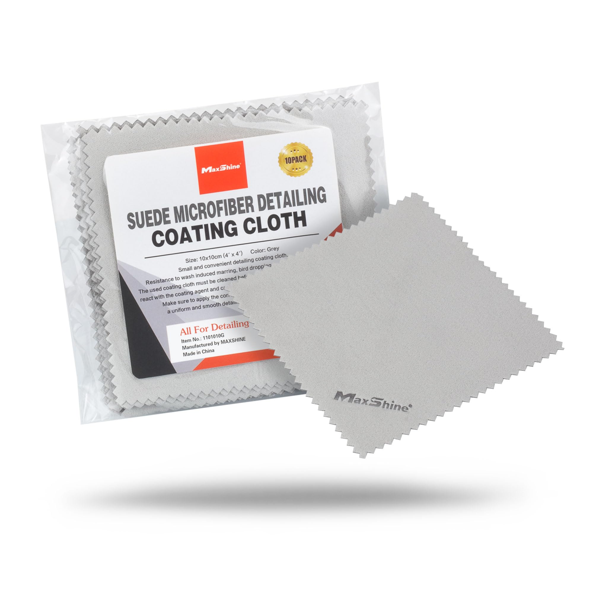 Suede Microfiber Towel Maxshine | 10 Pack, Ultra-Soft, Lint-Free, No Scratch | for Ceramic Coating, Car Waxing, Polishing | Detailing Cloth for Interior & Exterior